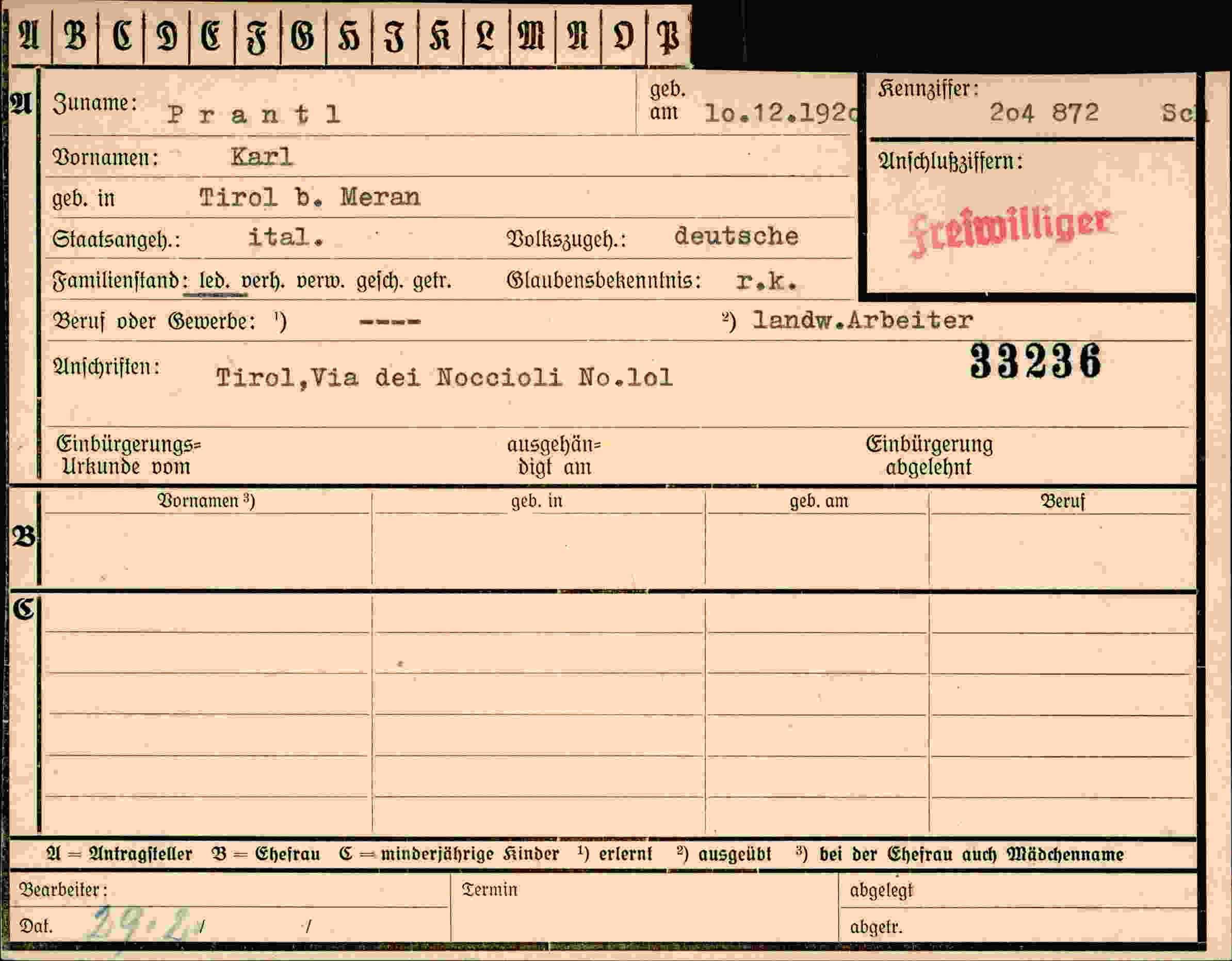 Vorderseite des Dokuments