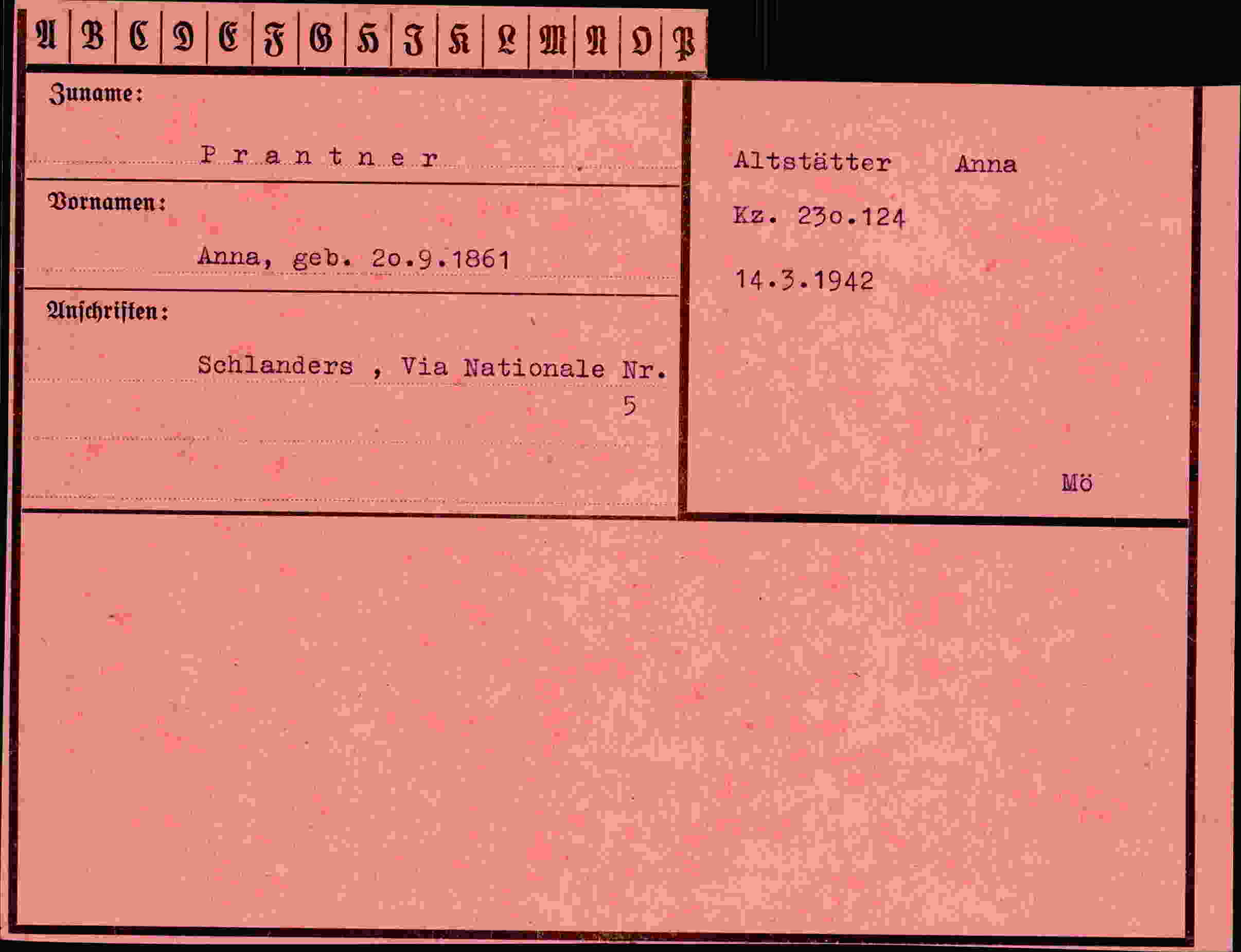 Dokument für Anna Prantner