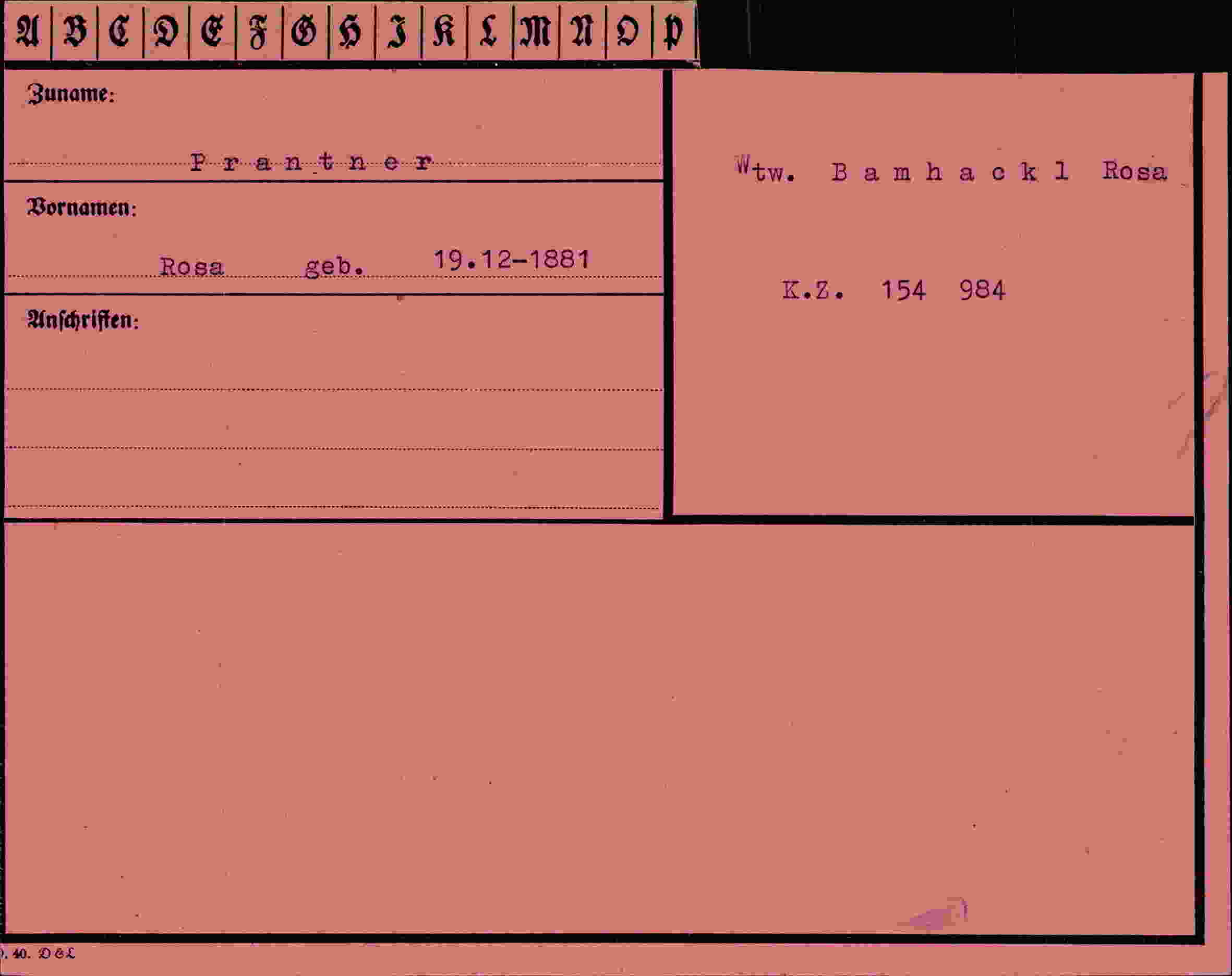 Dokument für Rosa Prantner