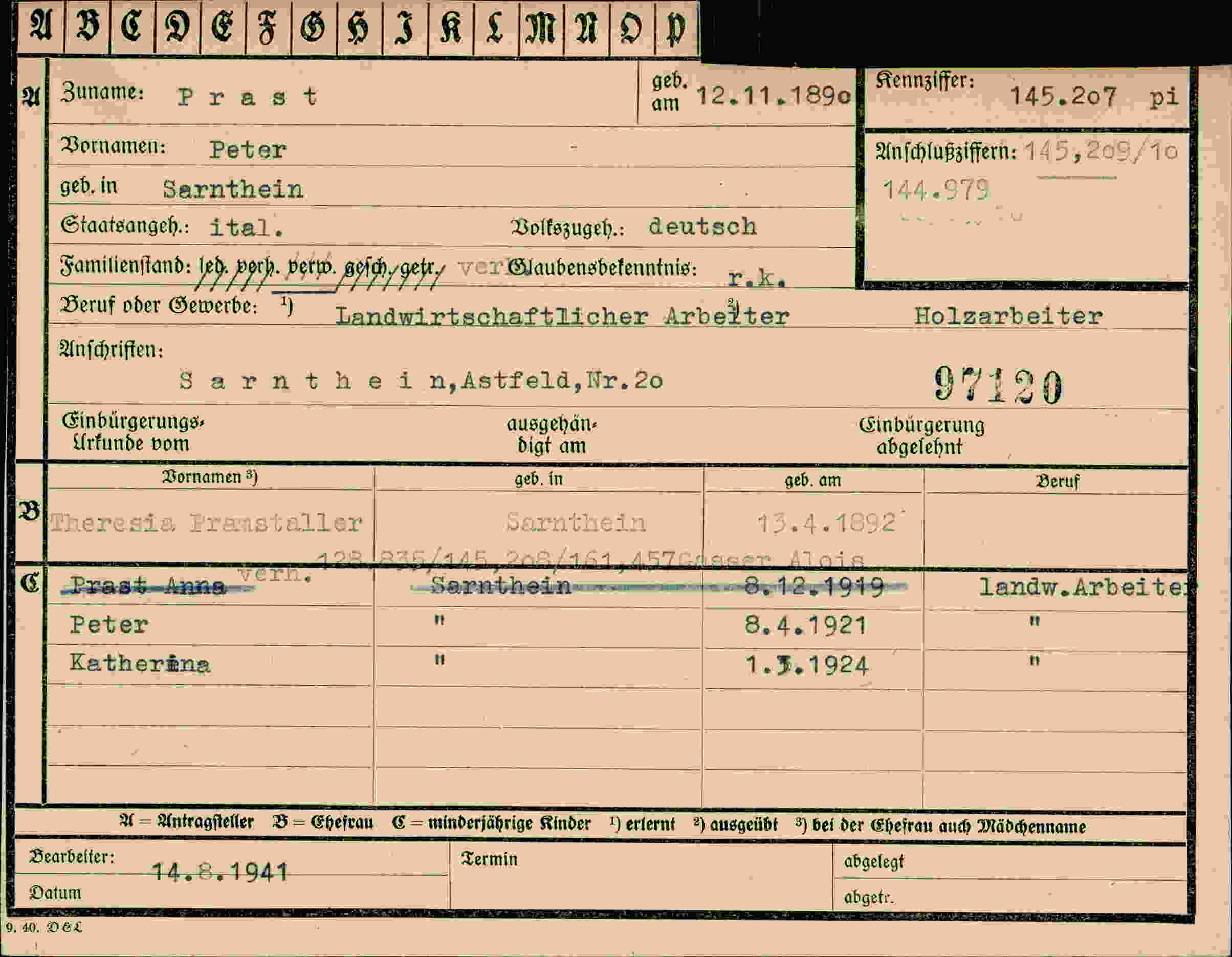 Vorderseite des Dokuments
