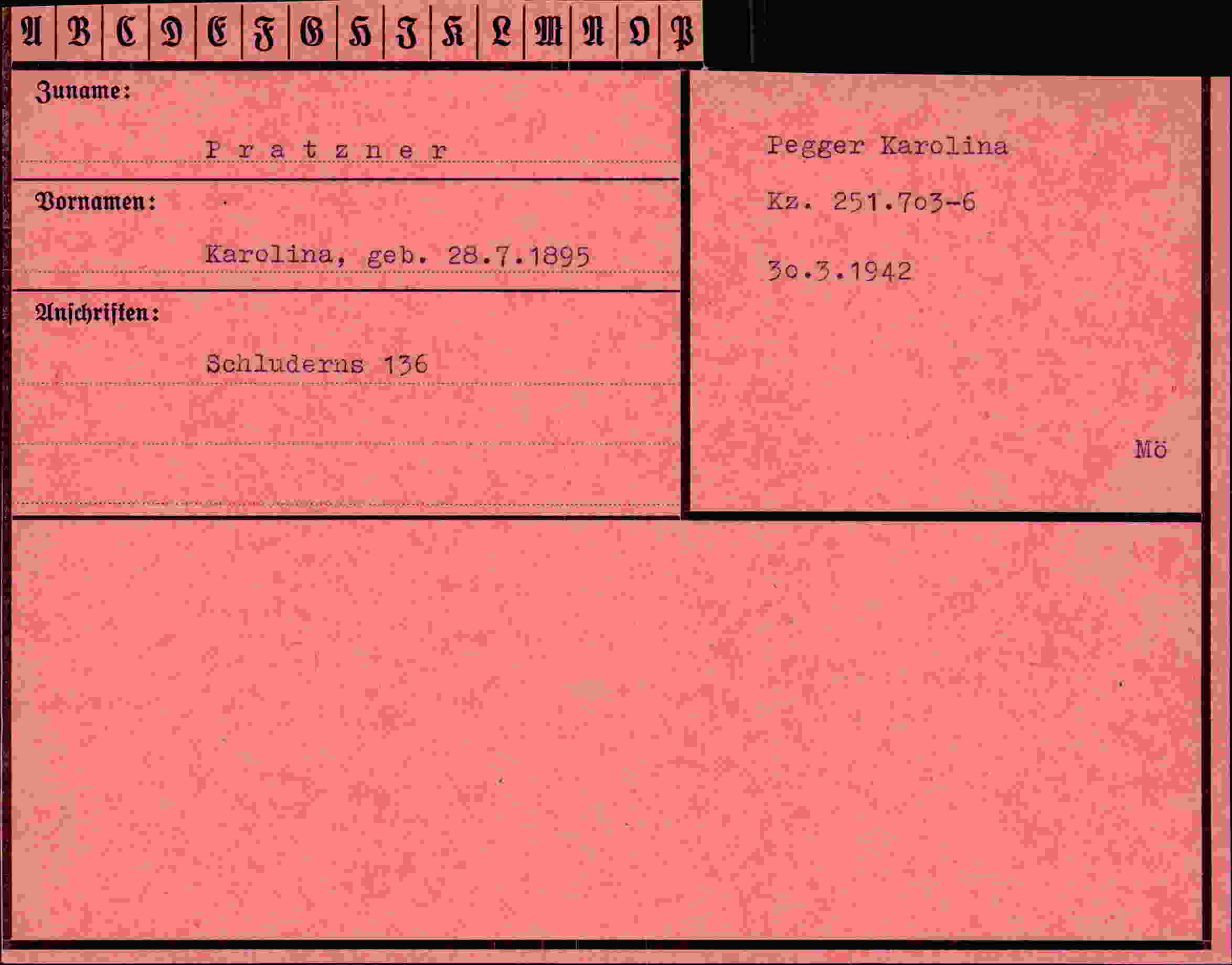 Dokument für Karolina Pratzner