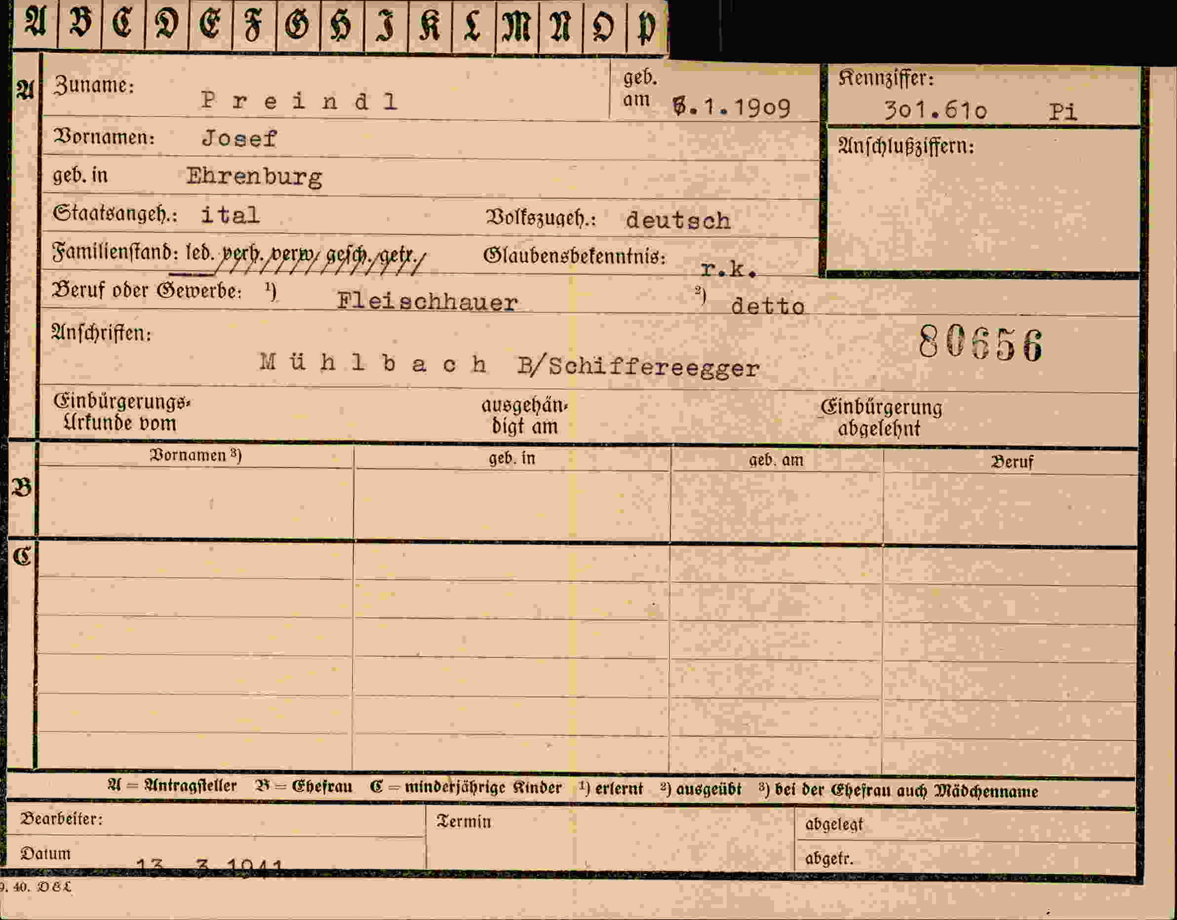 Vorderseite des Dokuments