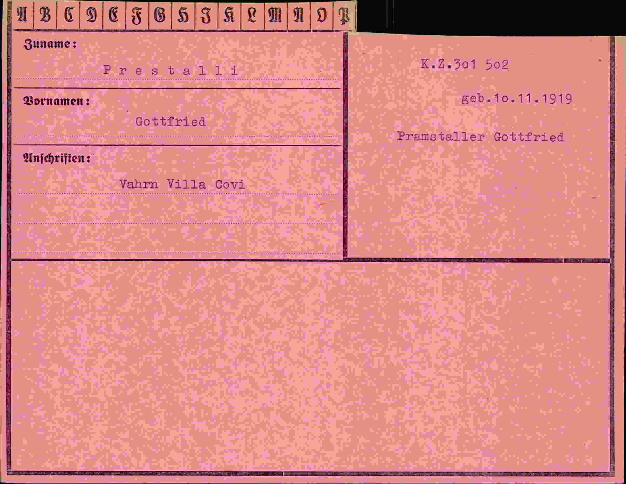 Dokument für Gottfried Prestalli