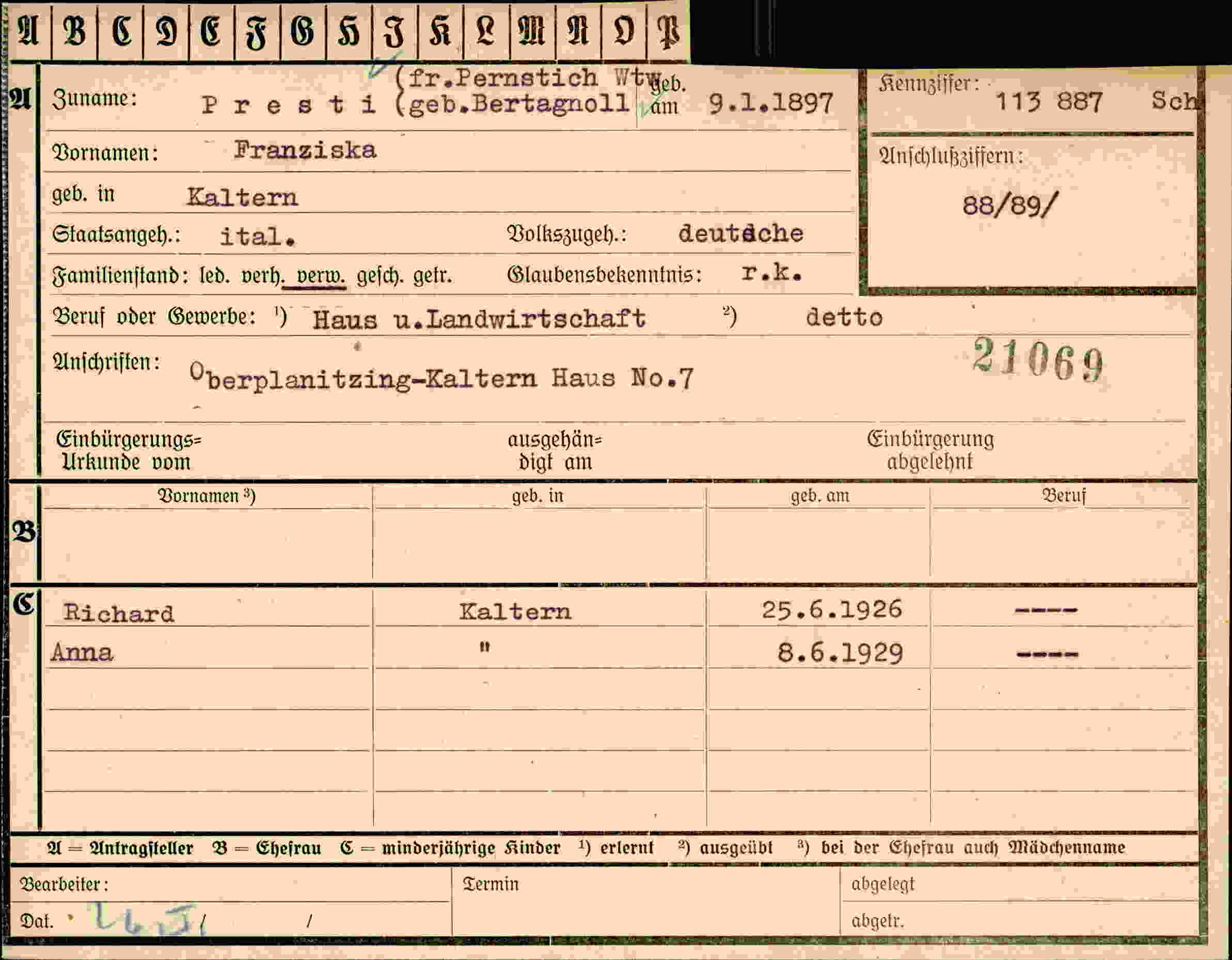 Vorderseite des Dokuments