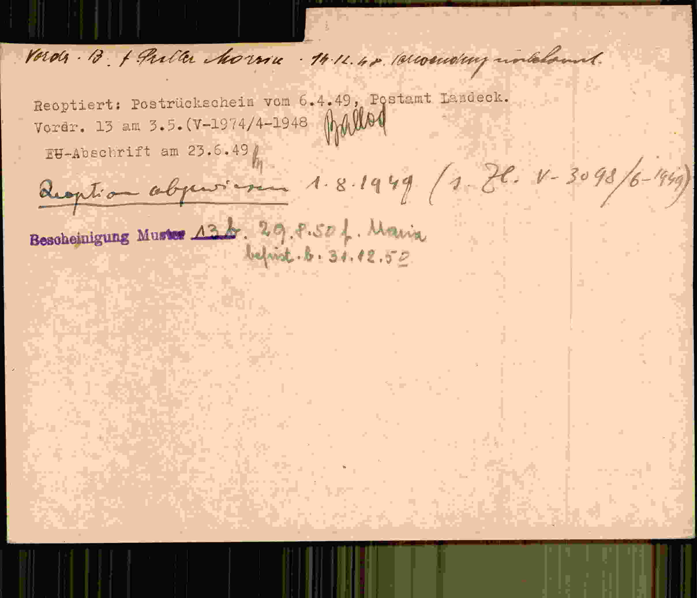 Rückseite des Dokuments