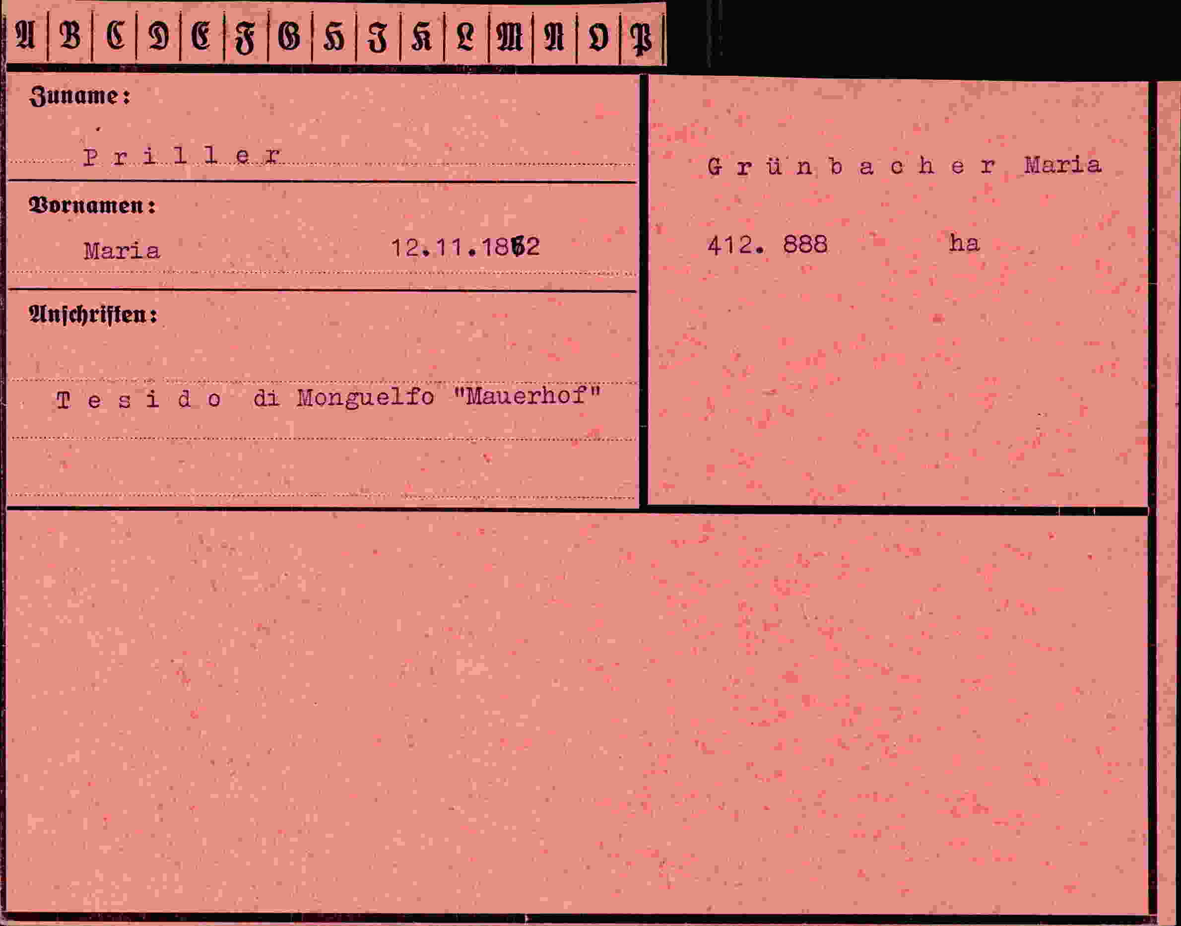 Dokument für Maria Priller