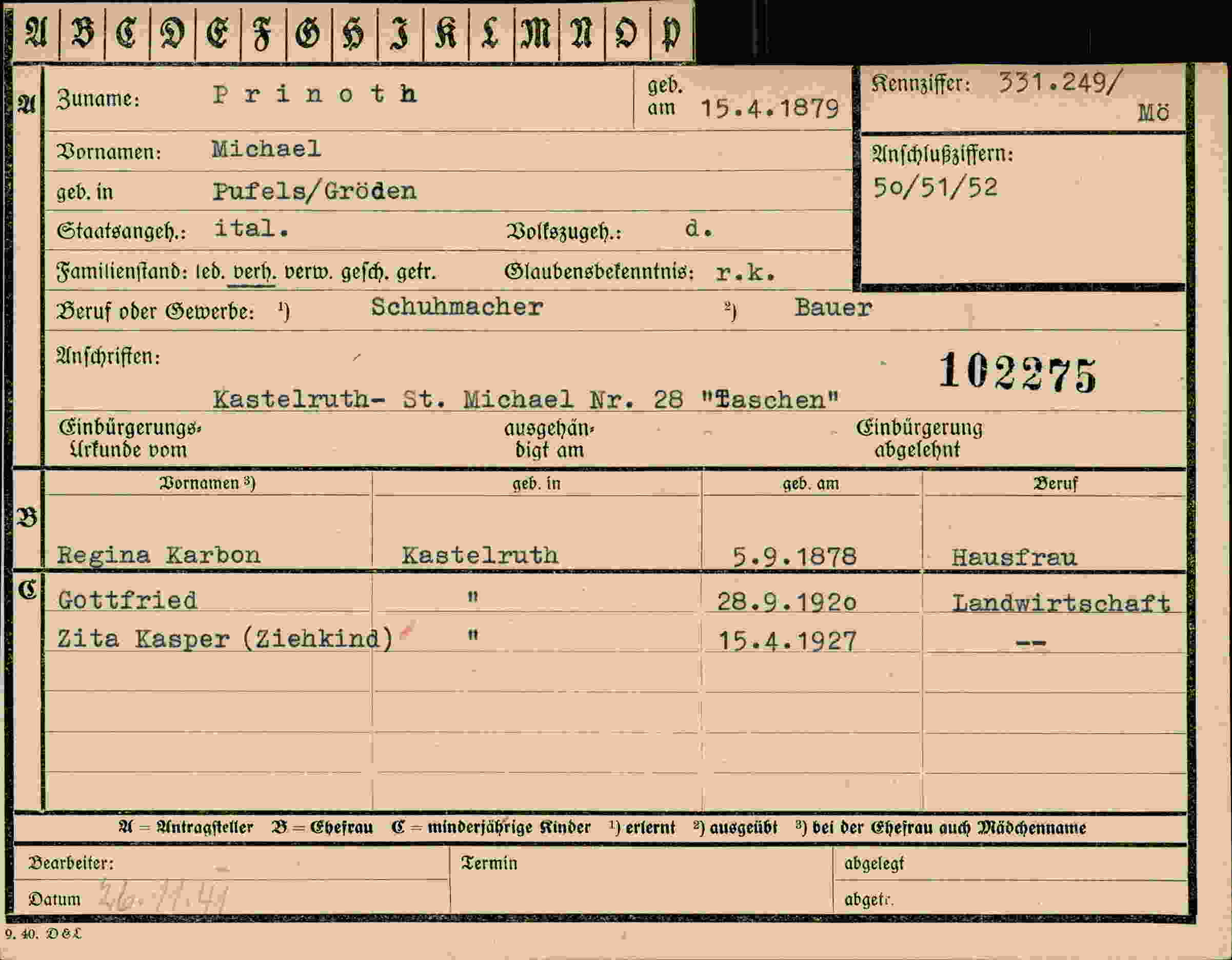 Vorderseite des Dokuments