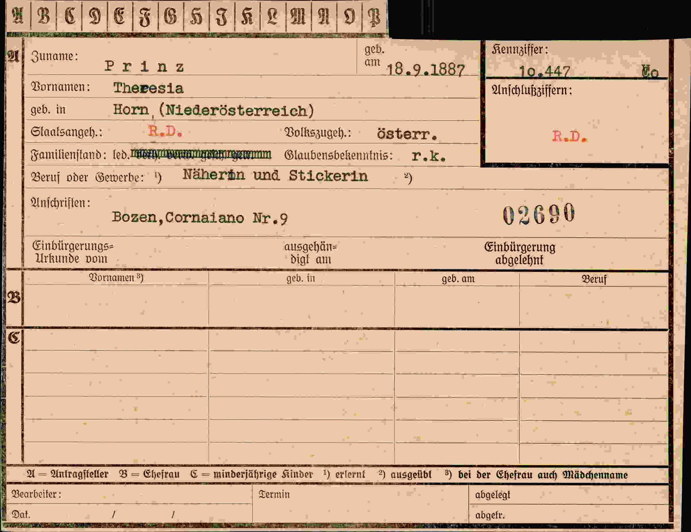Vorderseite des Dokuments