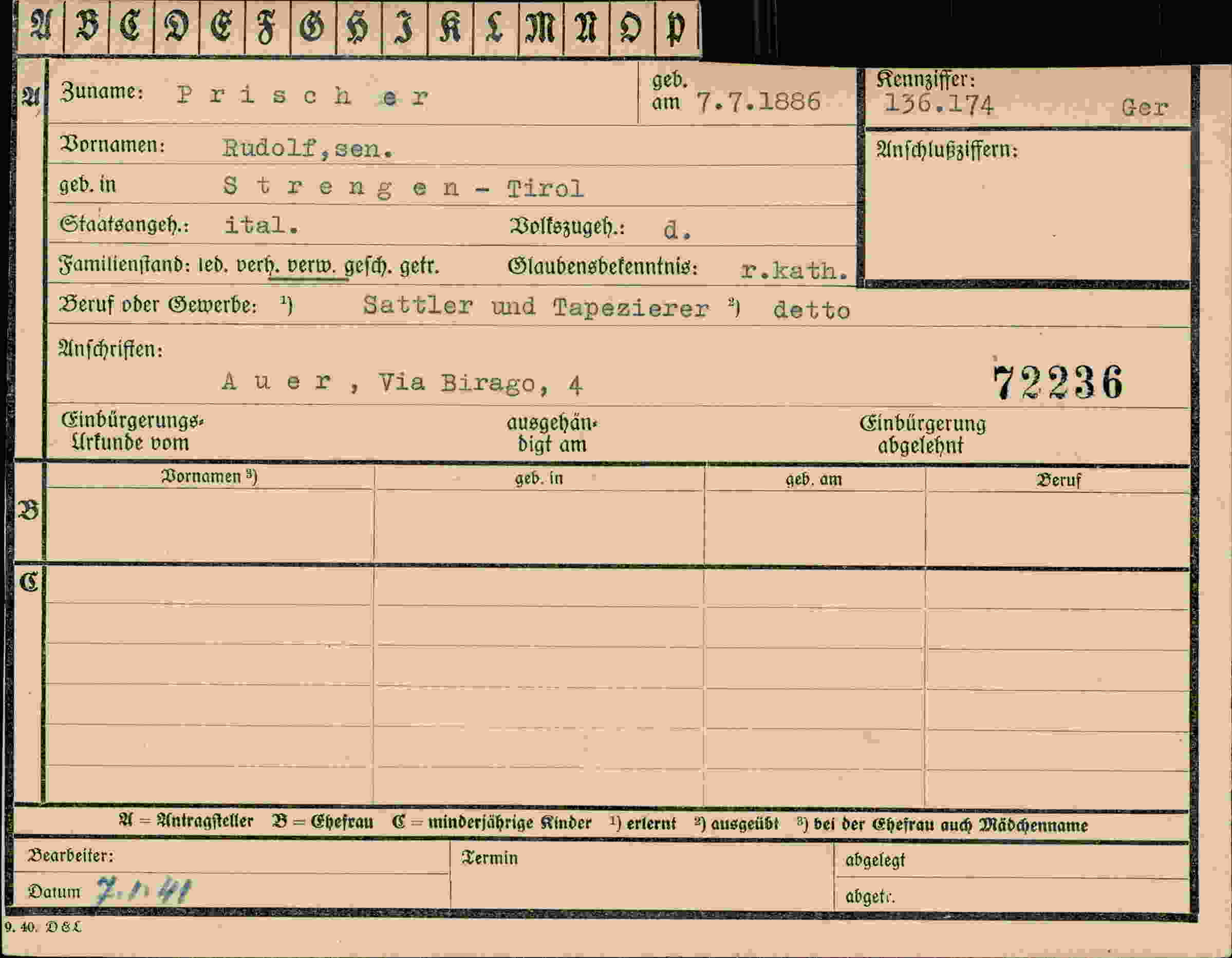 Dokument für Rudolf Prischer