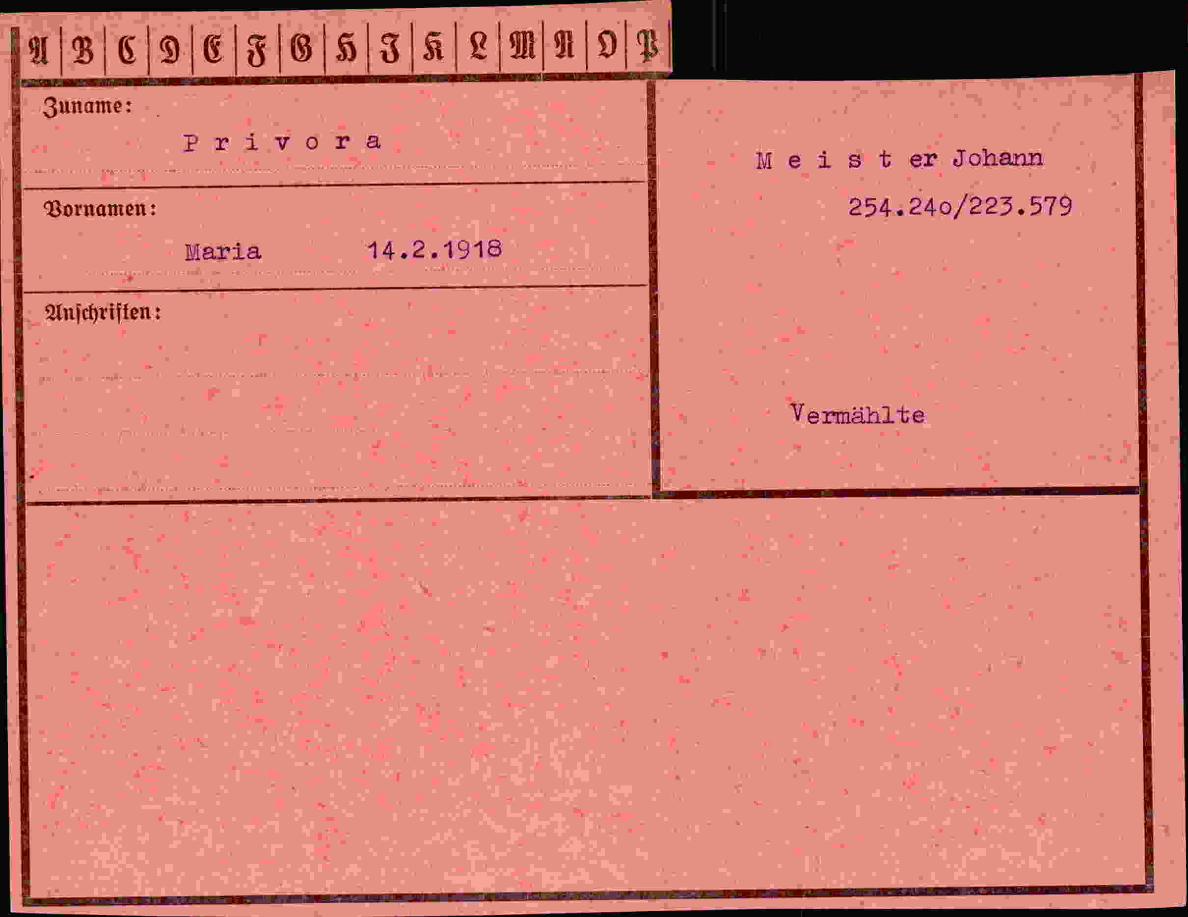 Dokument für Maria Privora