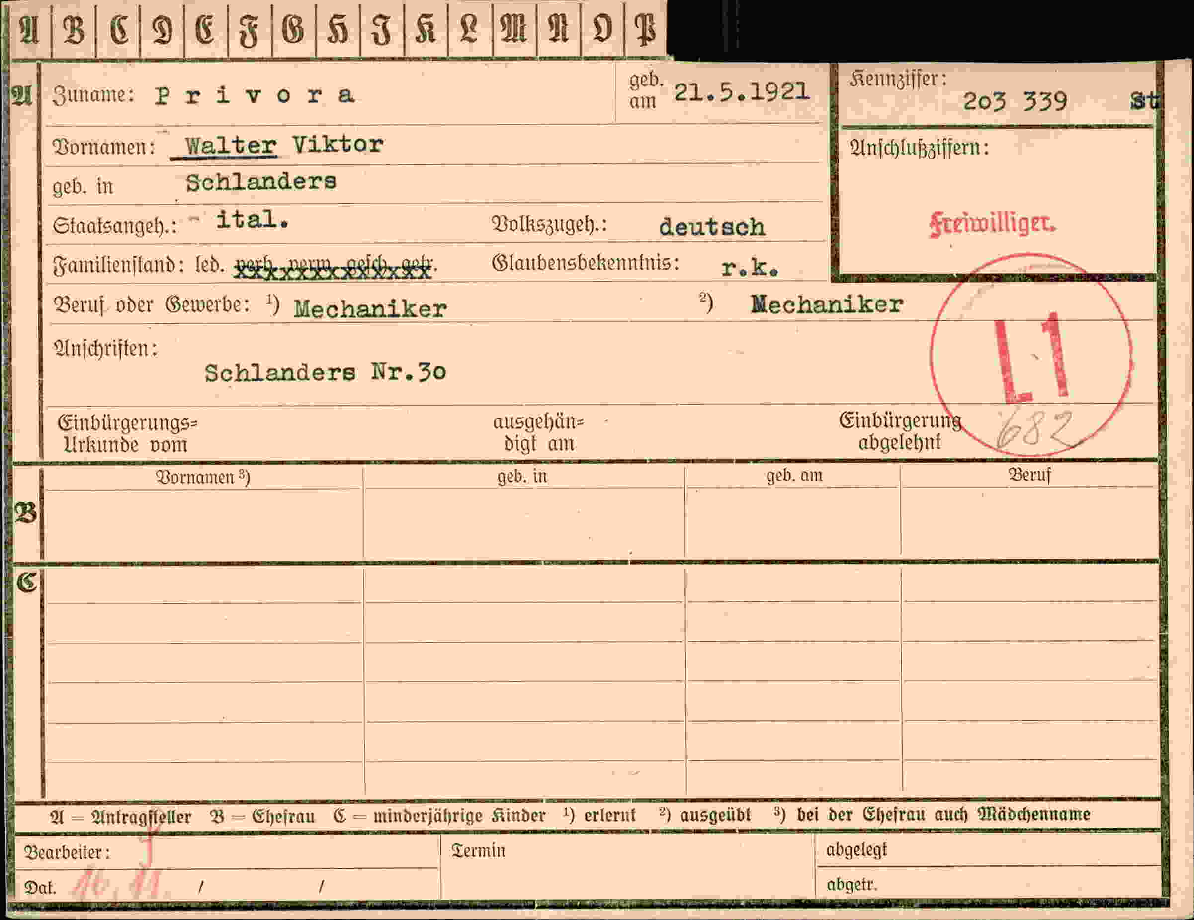 Vorderseite des Dokuments