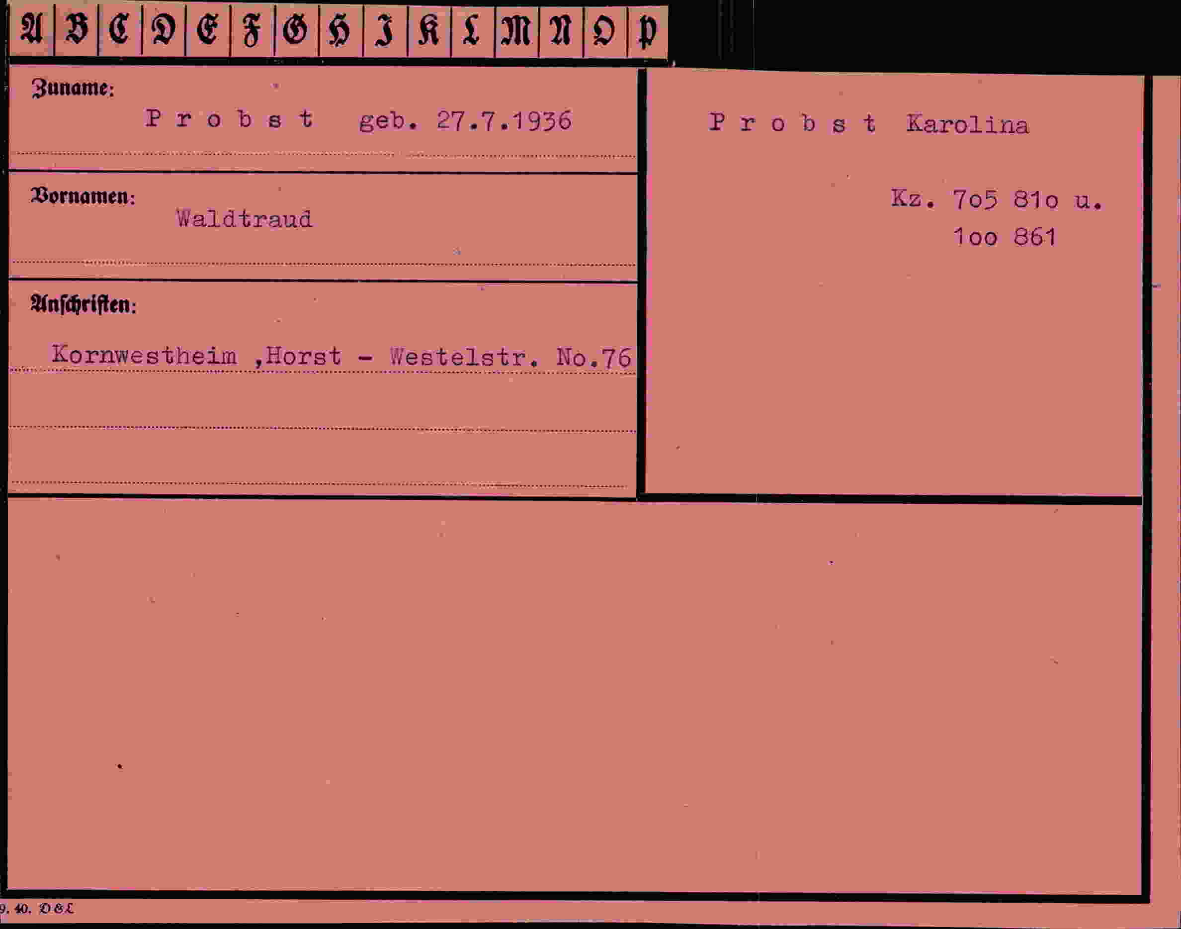 Dokument für Waldtraud Probst