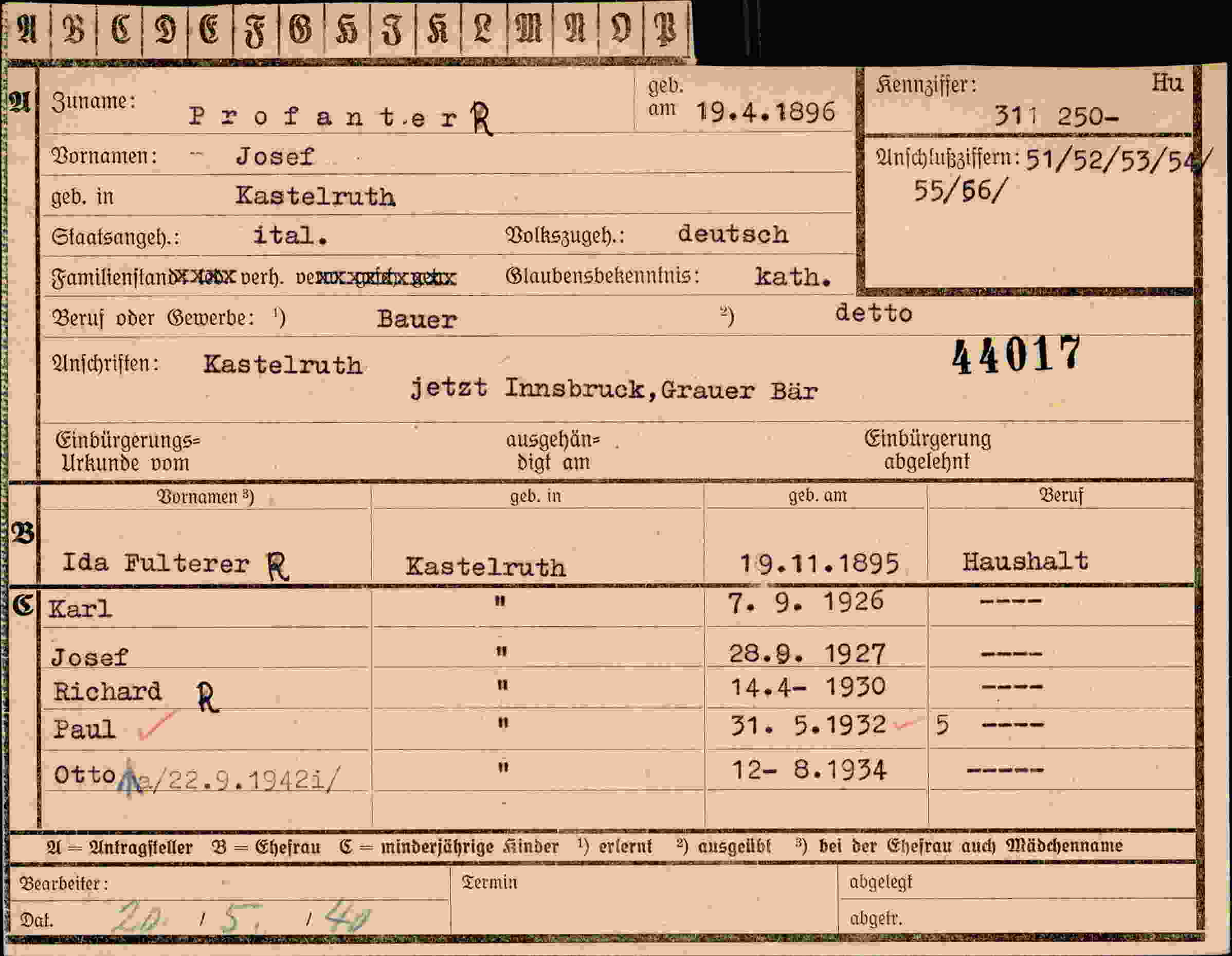 Vorderseite des Dokuments