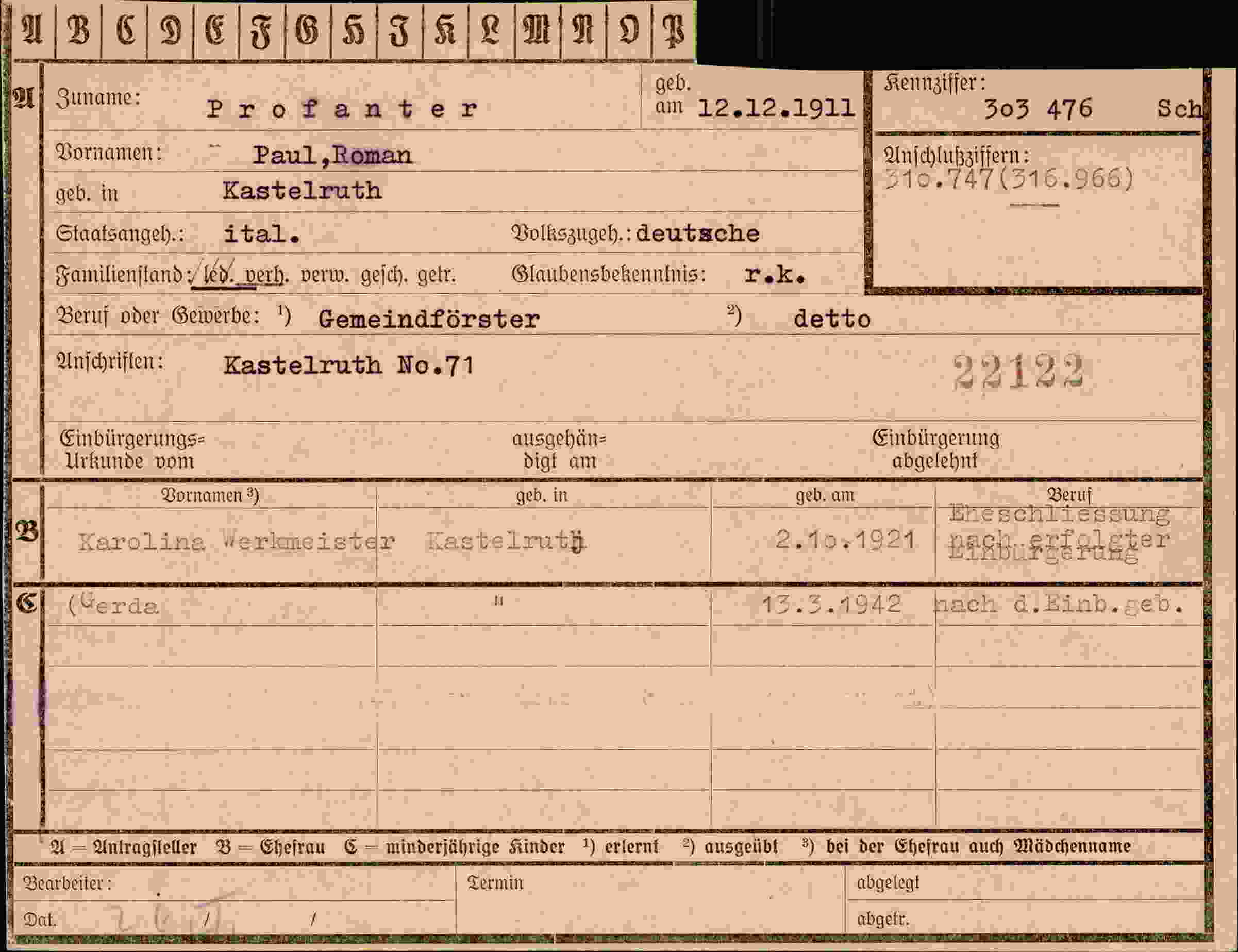 Dokument für Paul,Roman Profanter