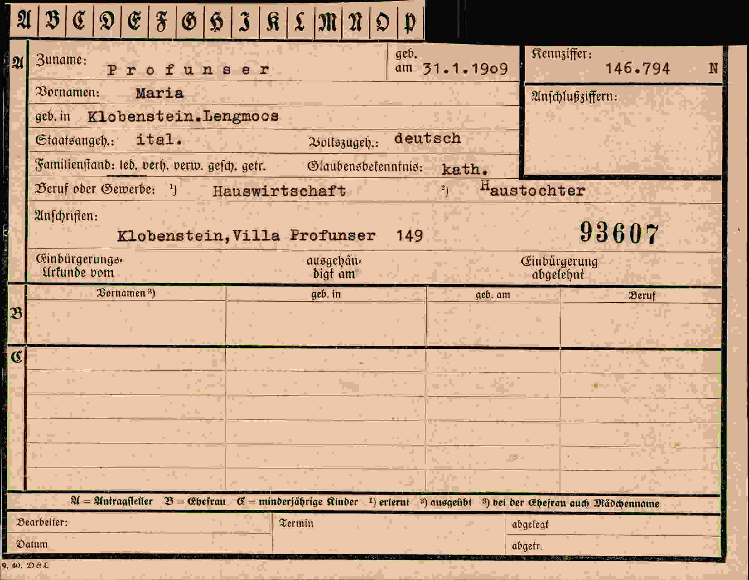 Vorderseite des Dokuments
