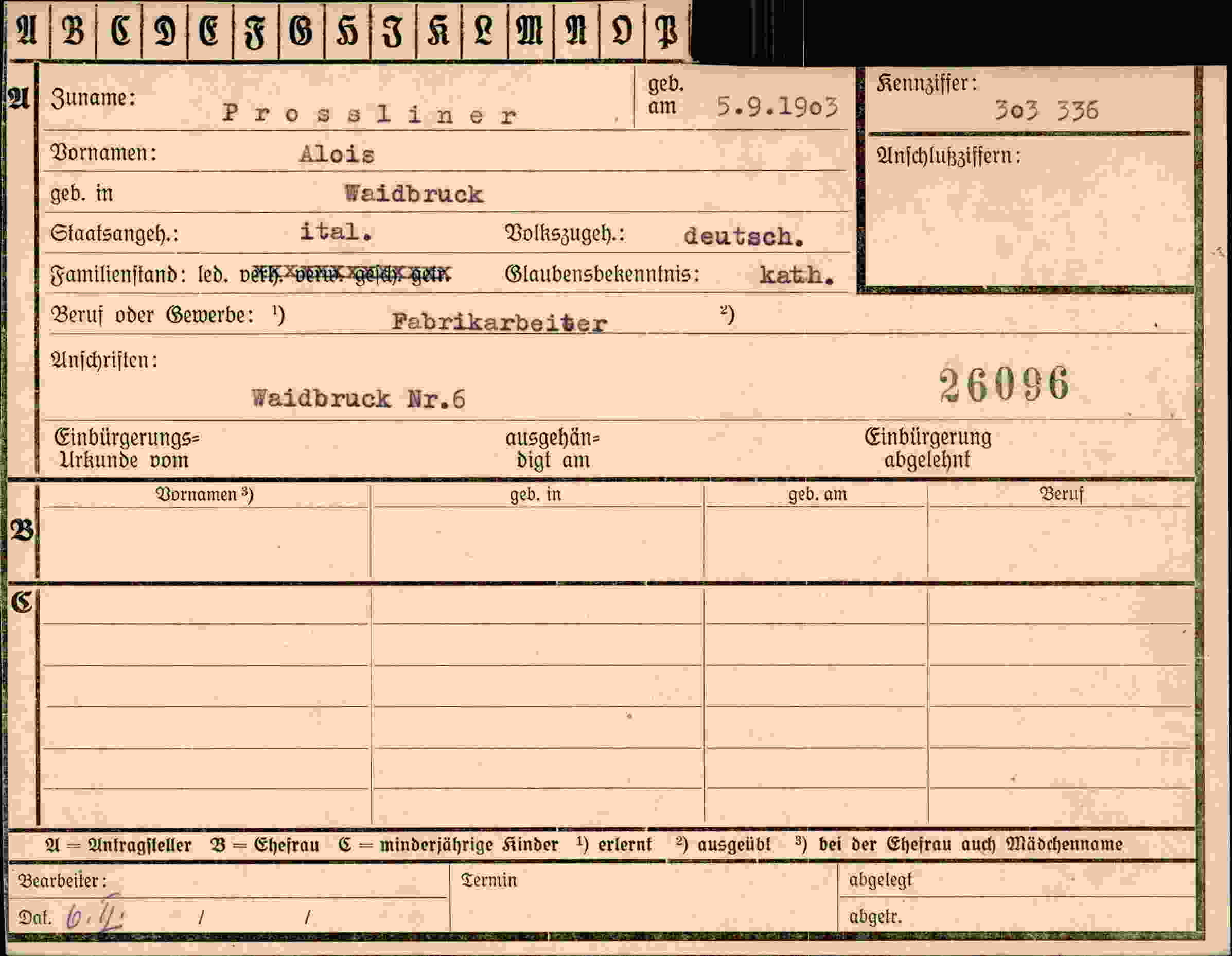 Vorderseite des Dokuments