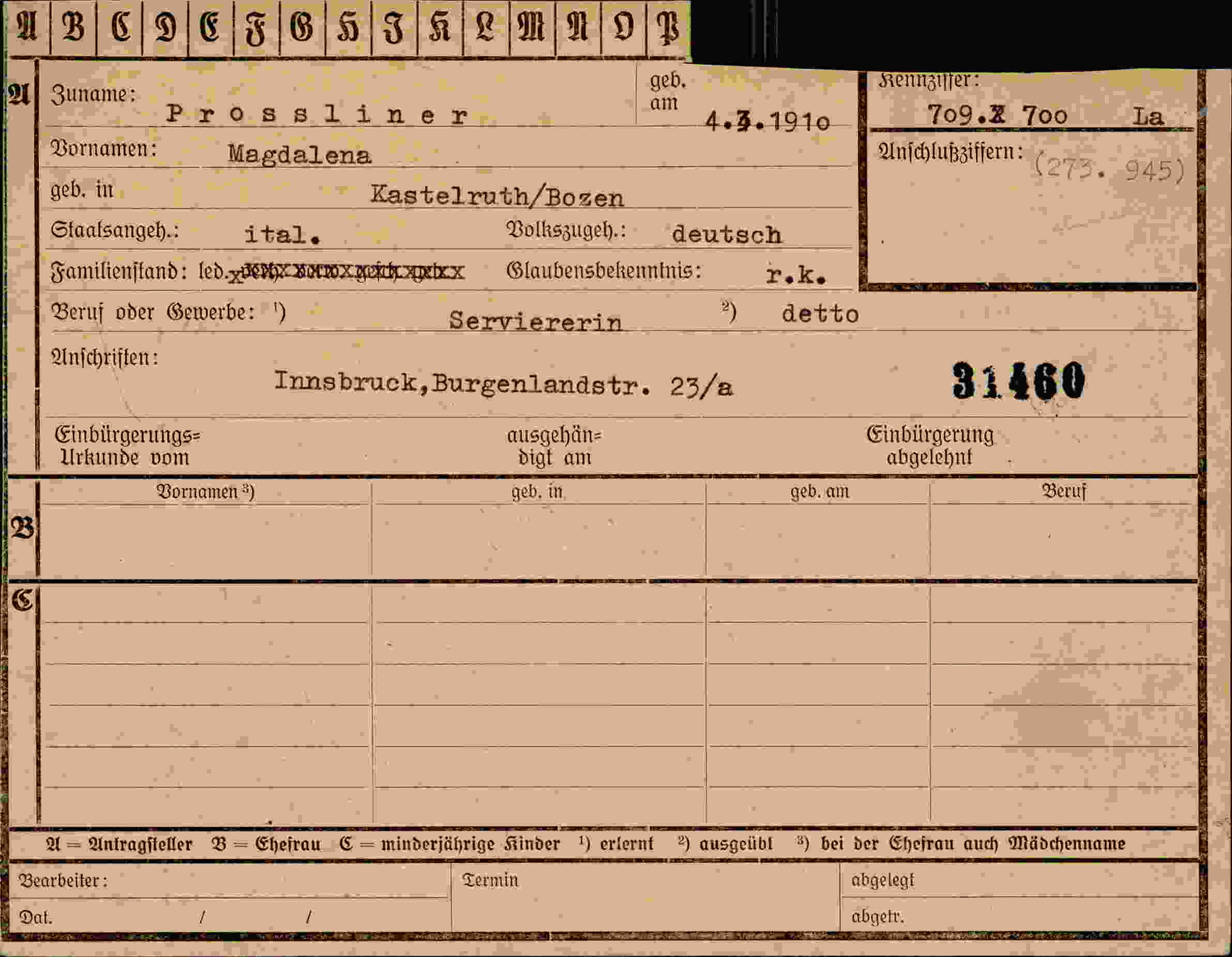 Vorderseite des Dokuments
