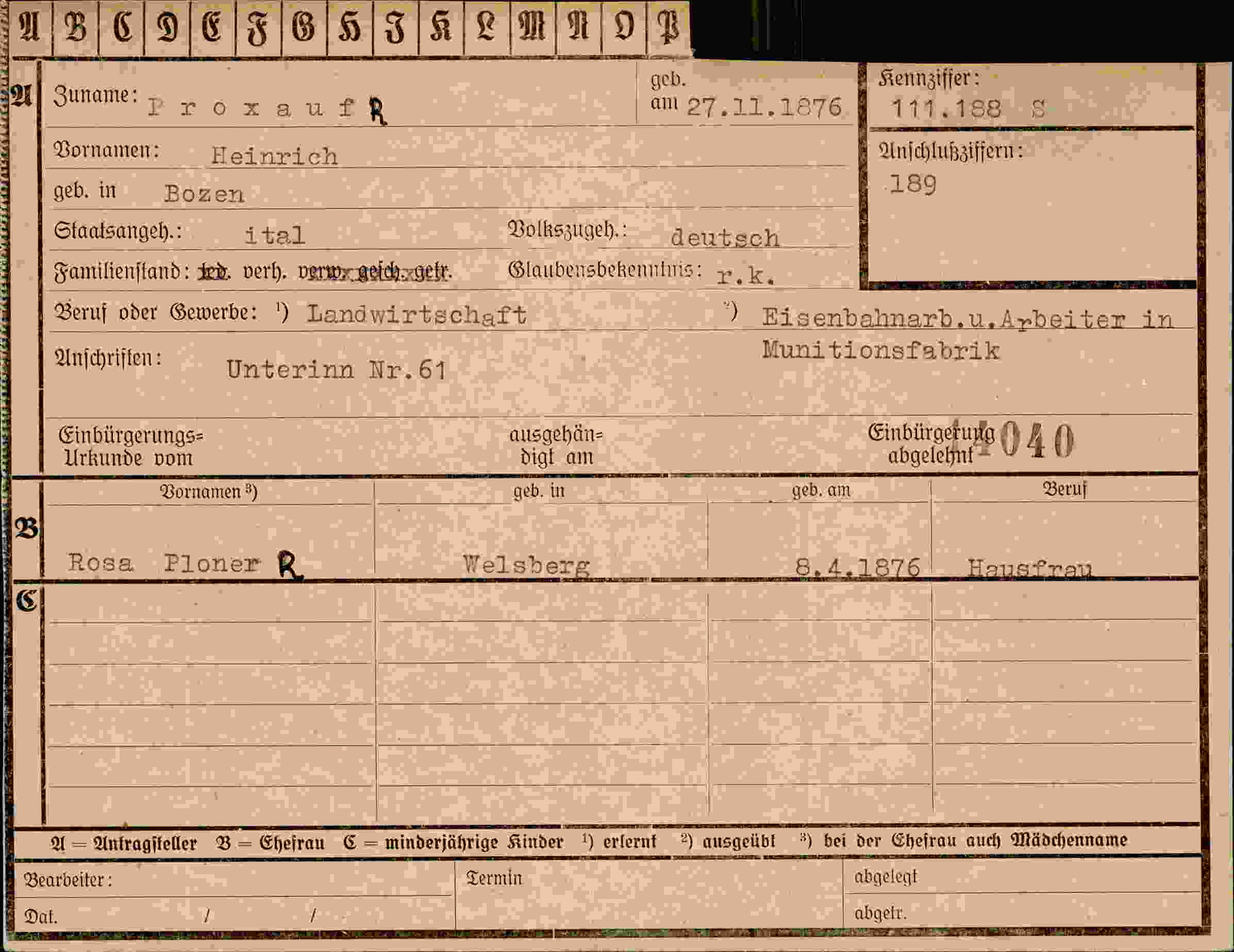 Dokument für Heinrich Proxauf