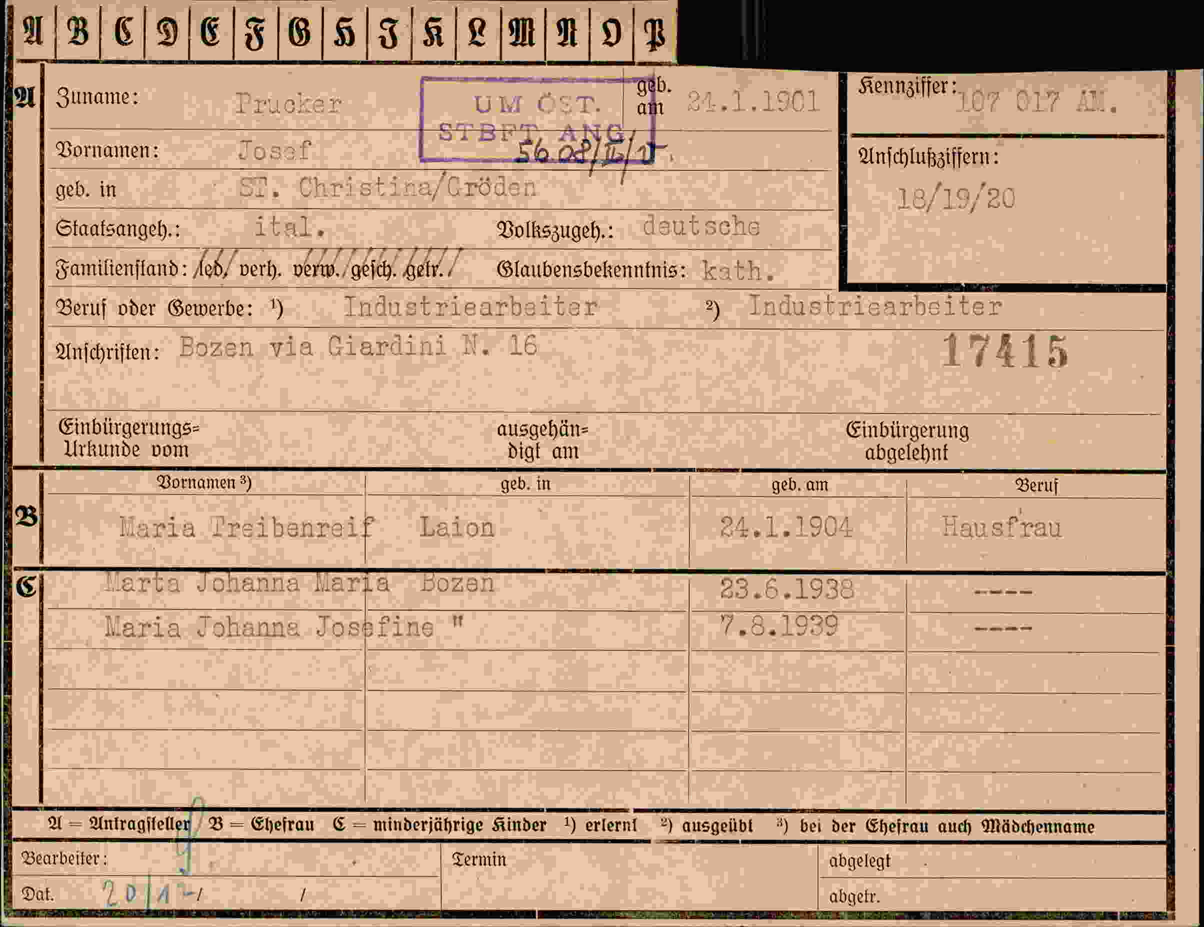 Vorderseite des Dokuments