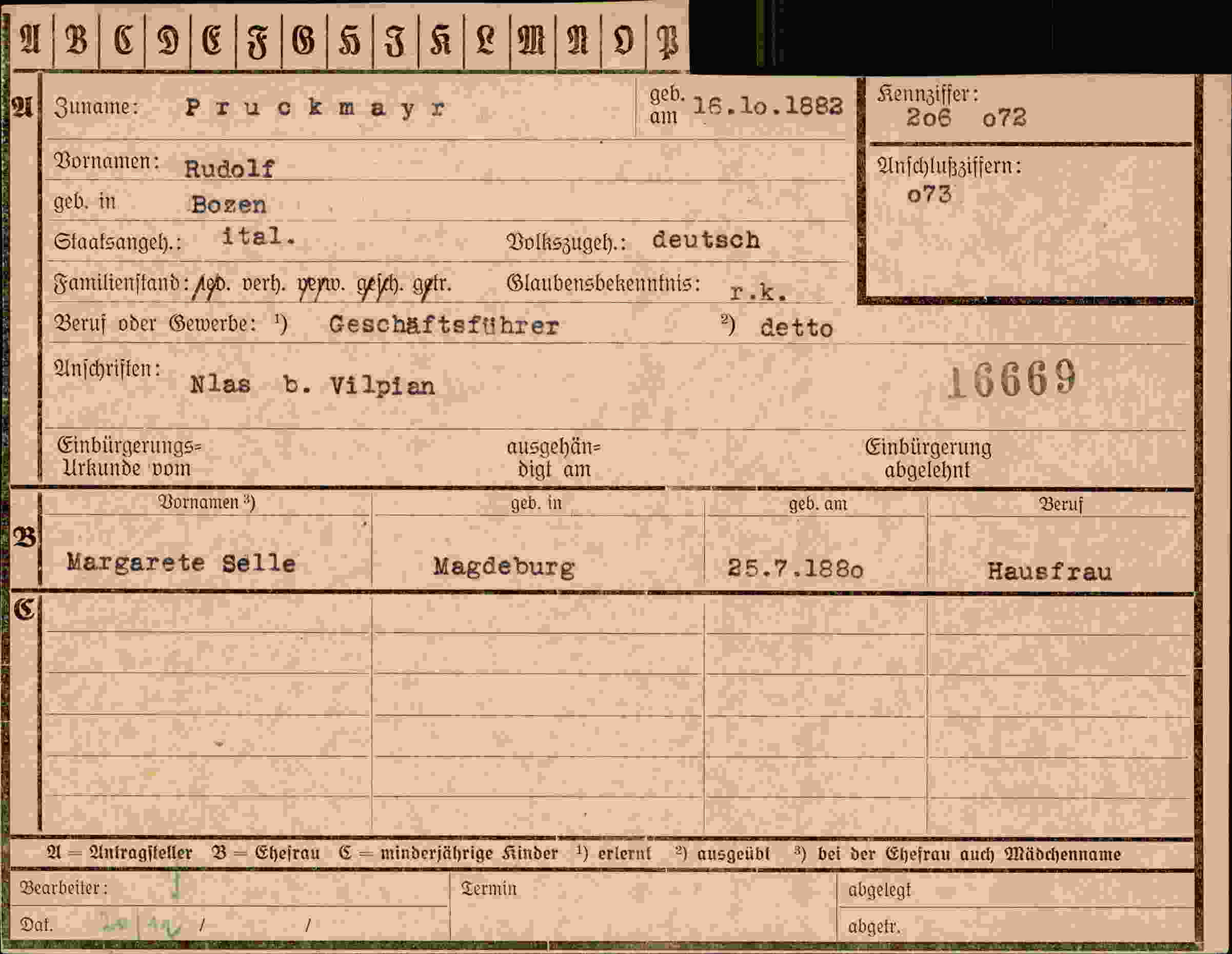 Vorderseite des Dokuments