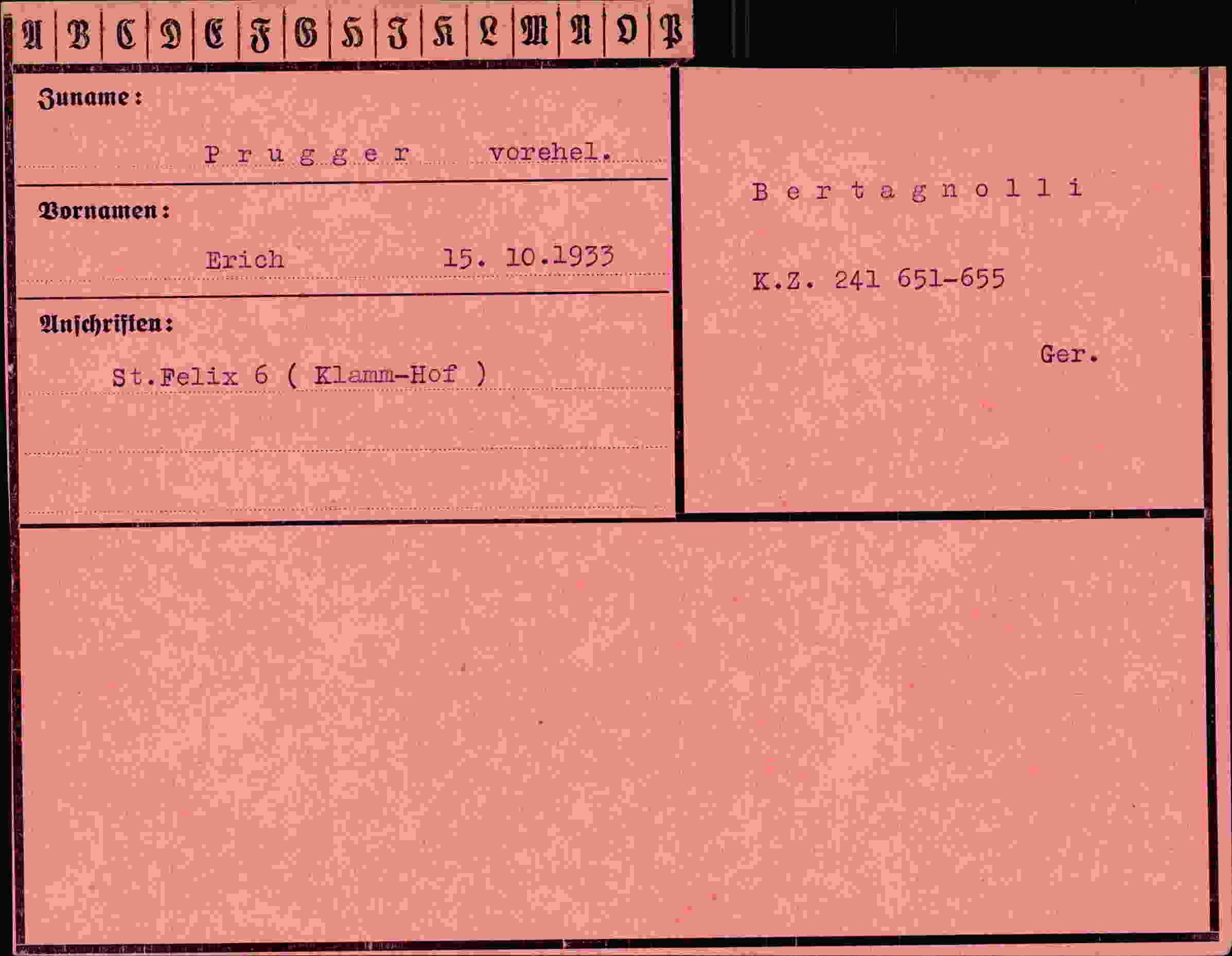 Dokument für Erich Prugger