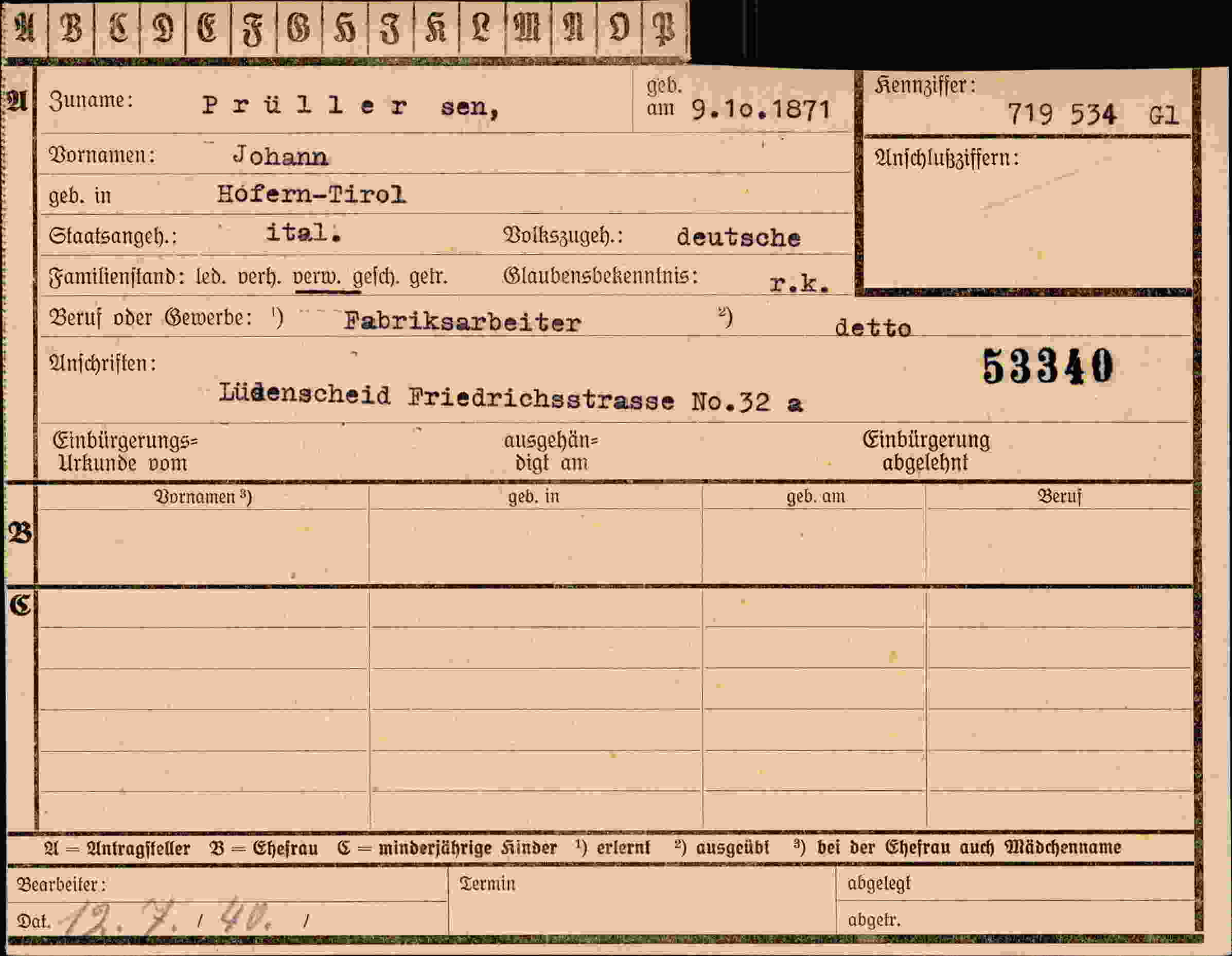 Dokument für Johann Prüller