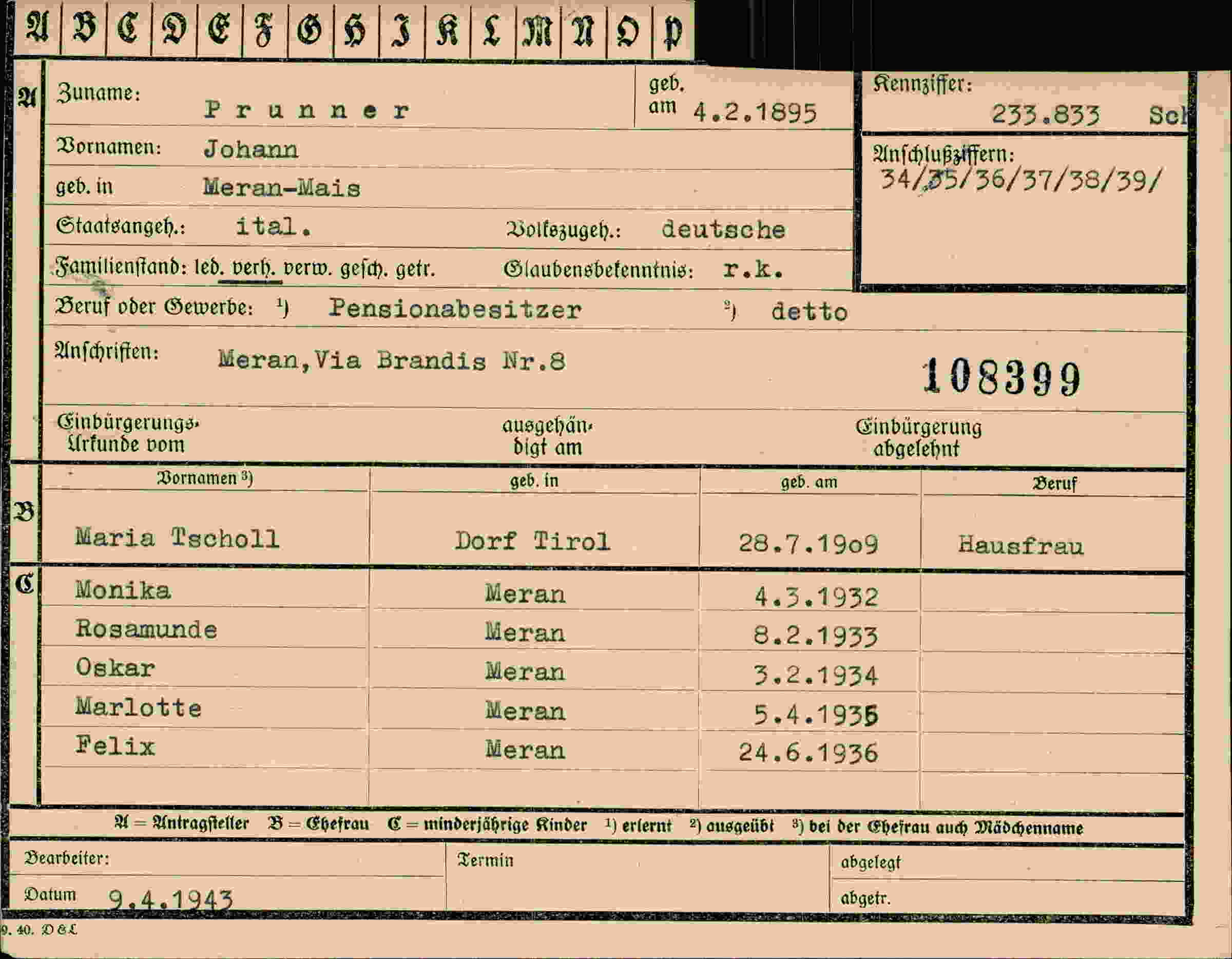 Dokument für Johann Prunner