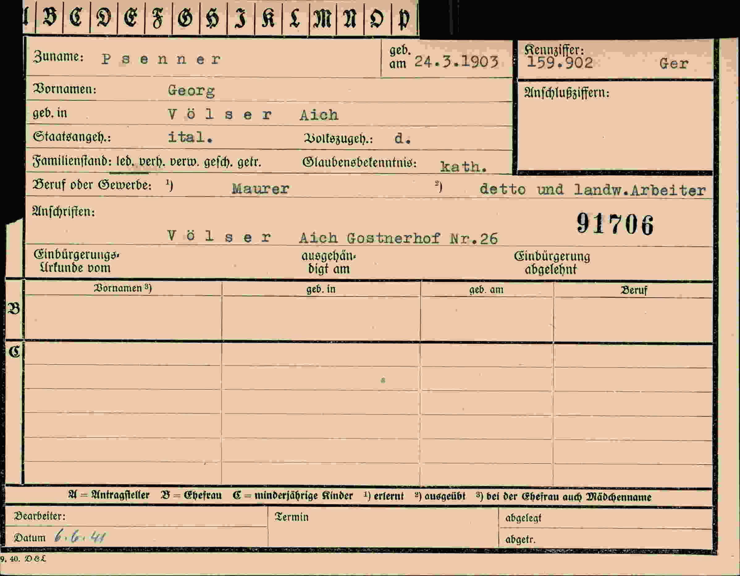 Vorderseite des Dokuments