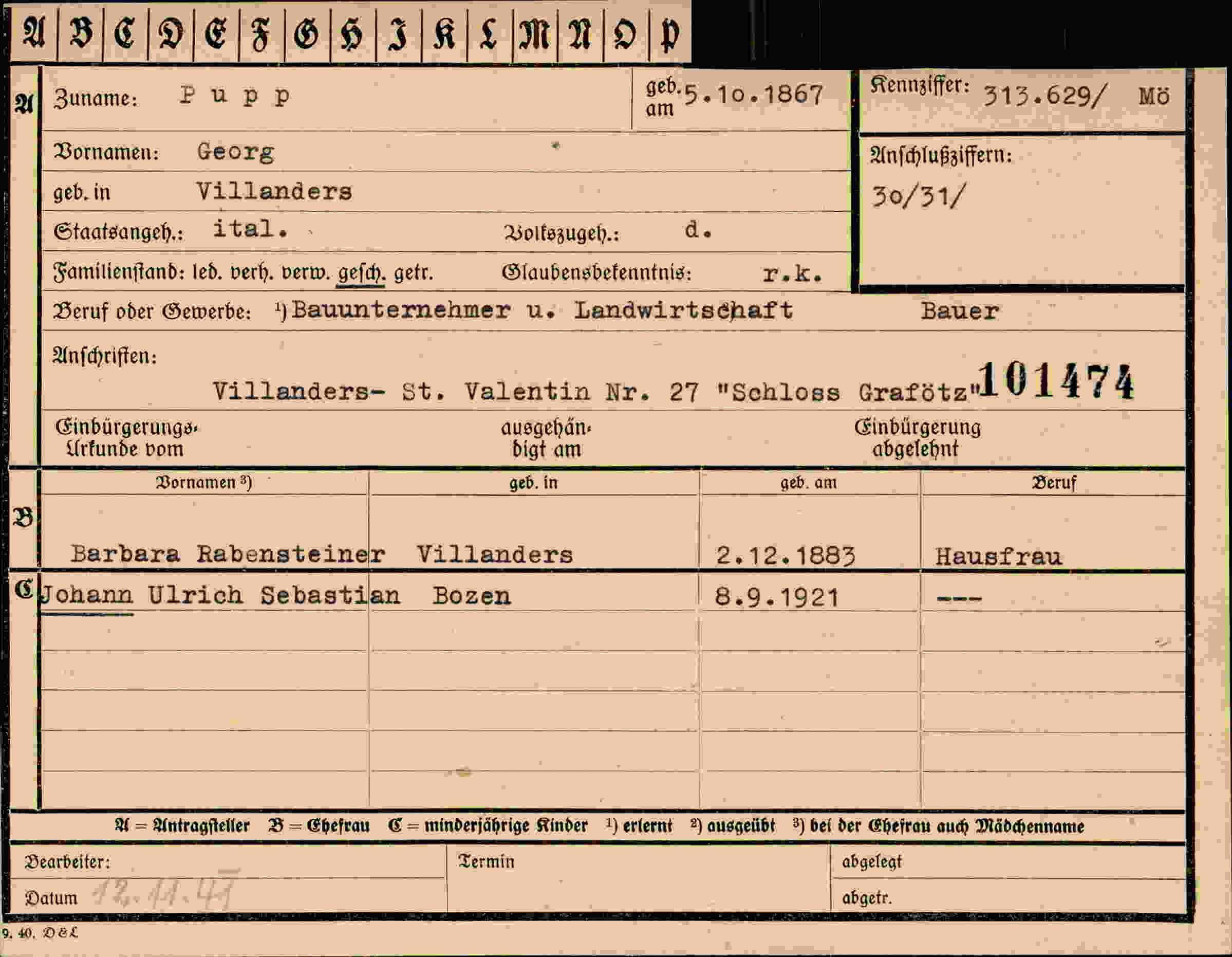 Dokument für Georg Pupp