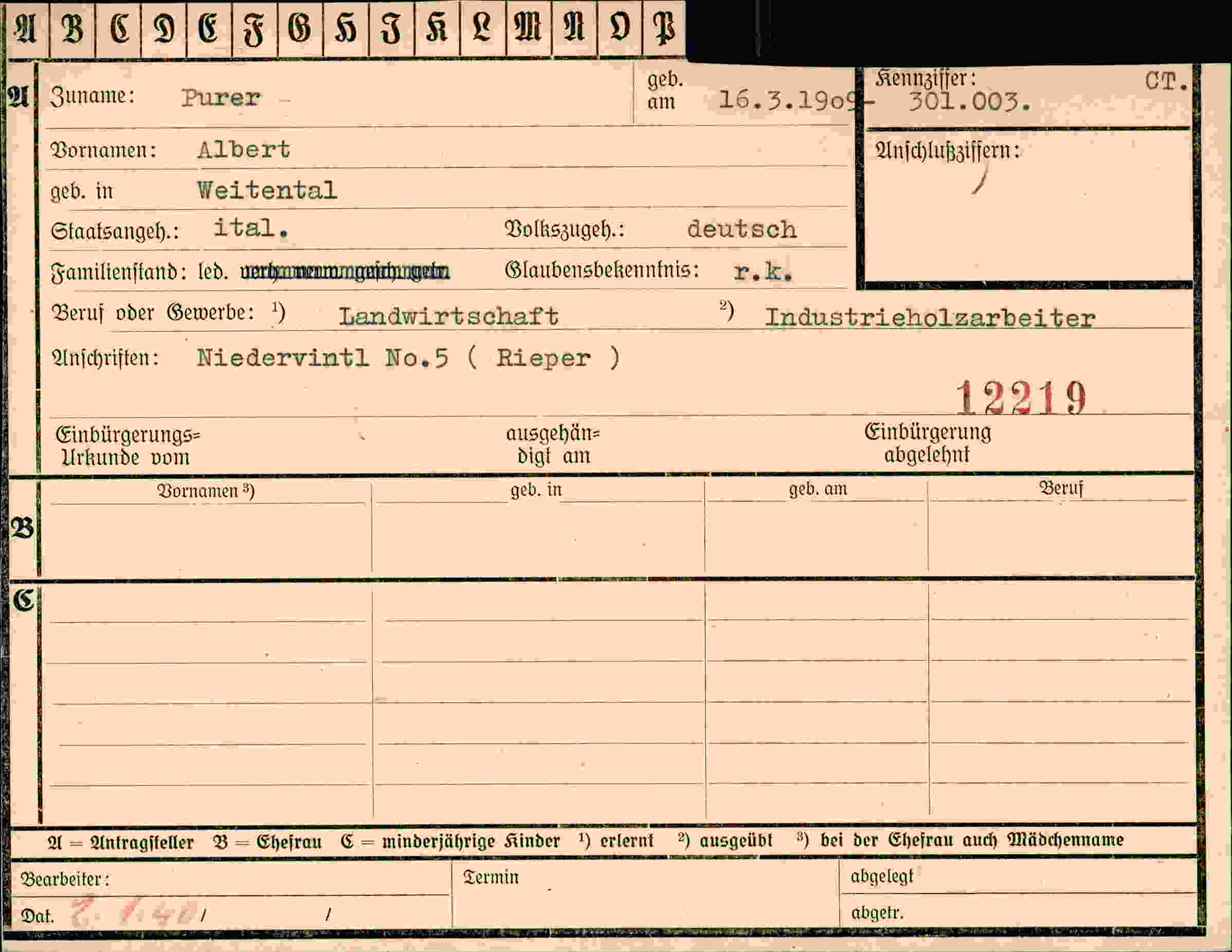 Vorderseite des Dokuments