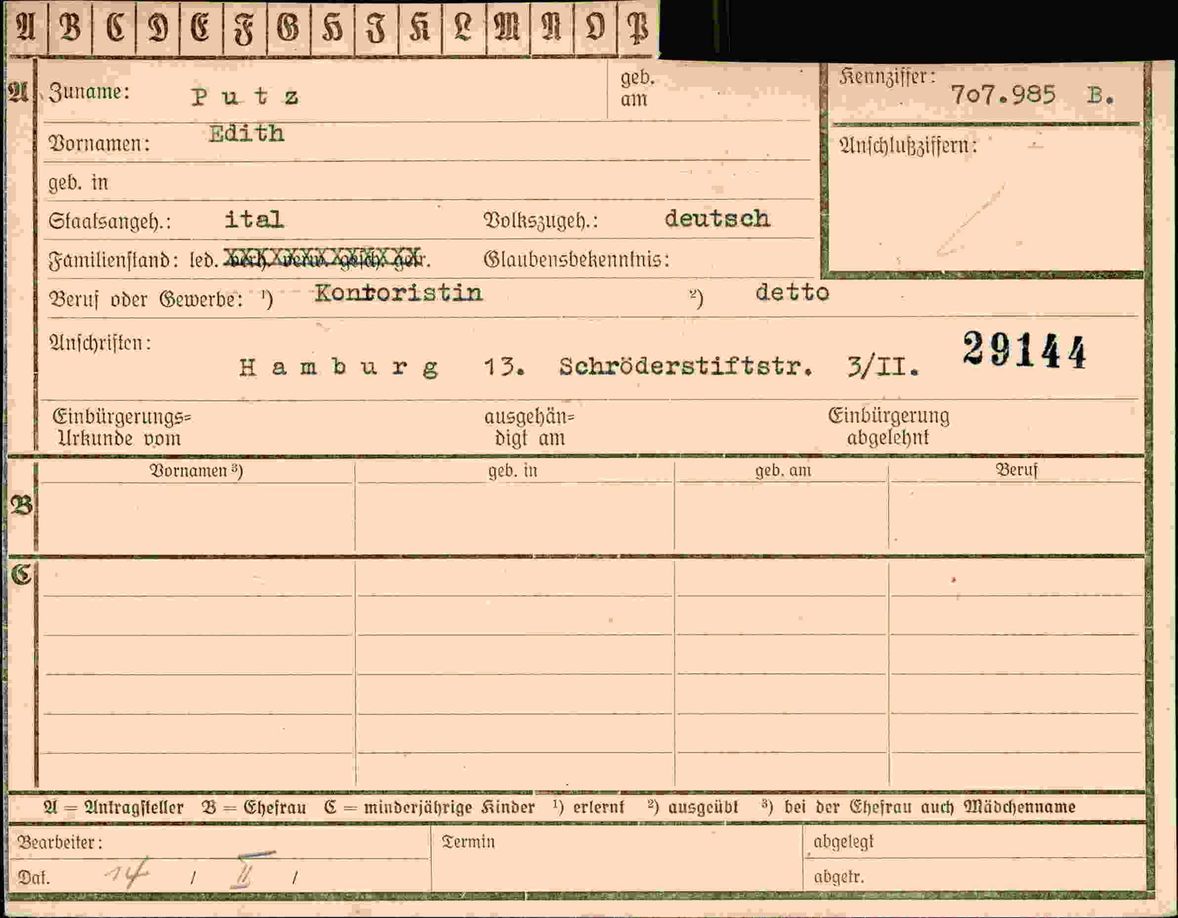 Vorderseite des Dokuments