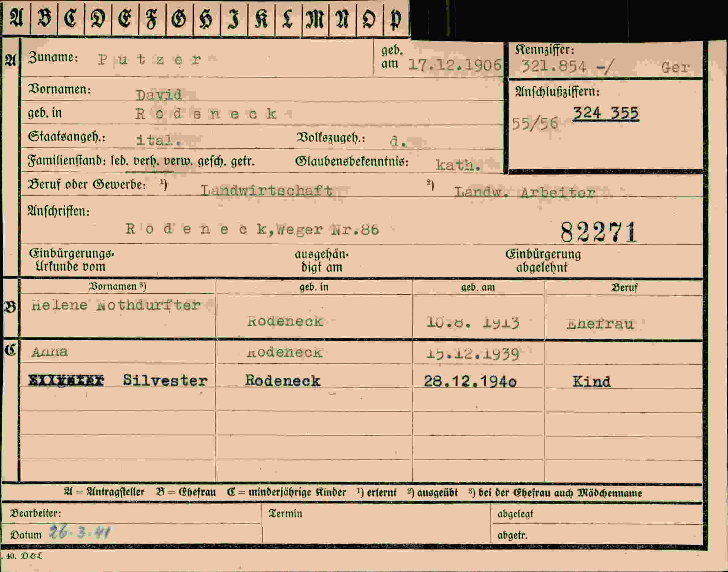 Dokument für David Putzer