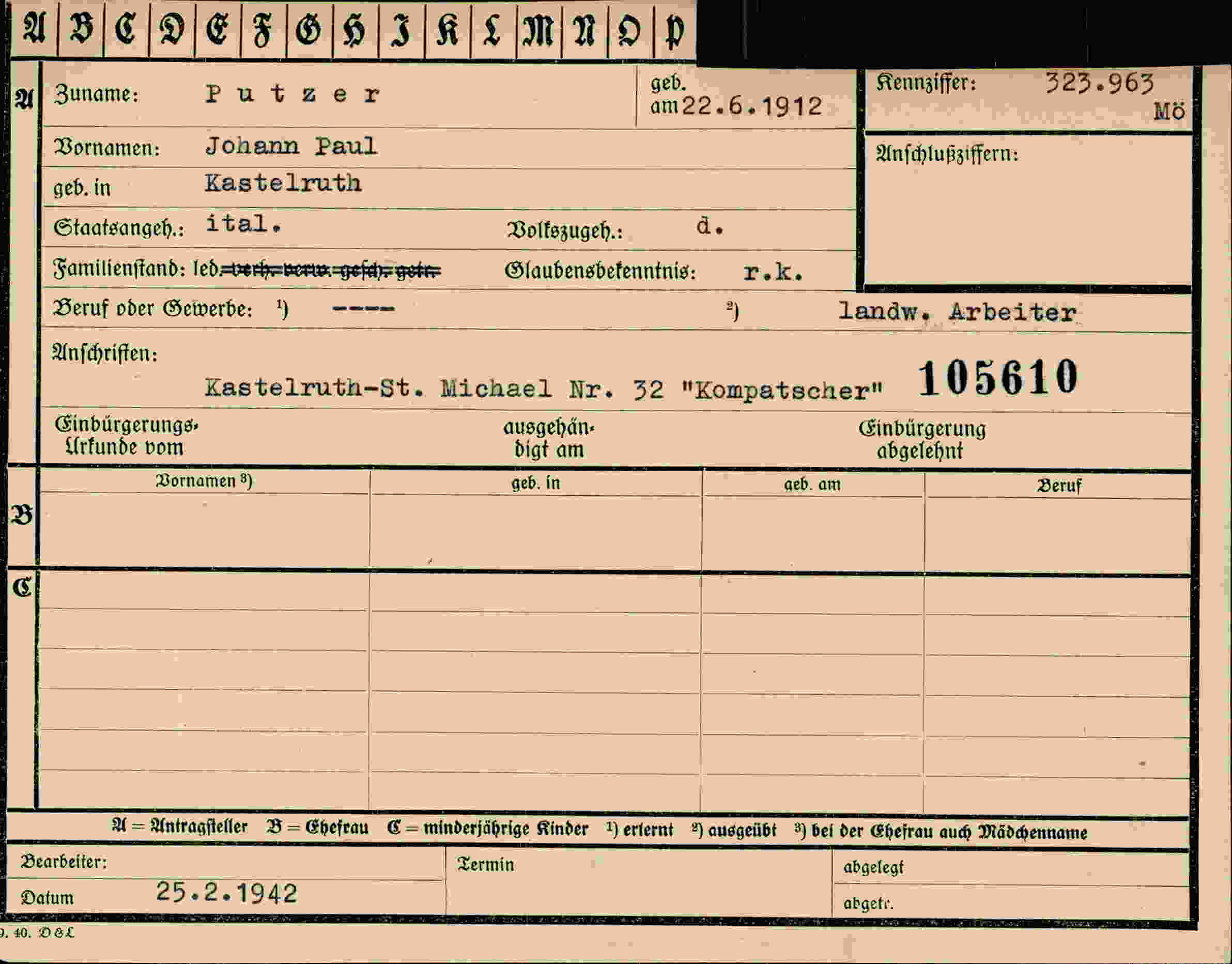 Vorderseite des Dokuments