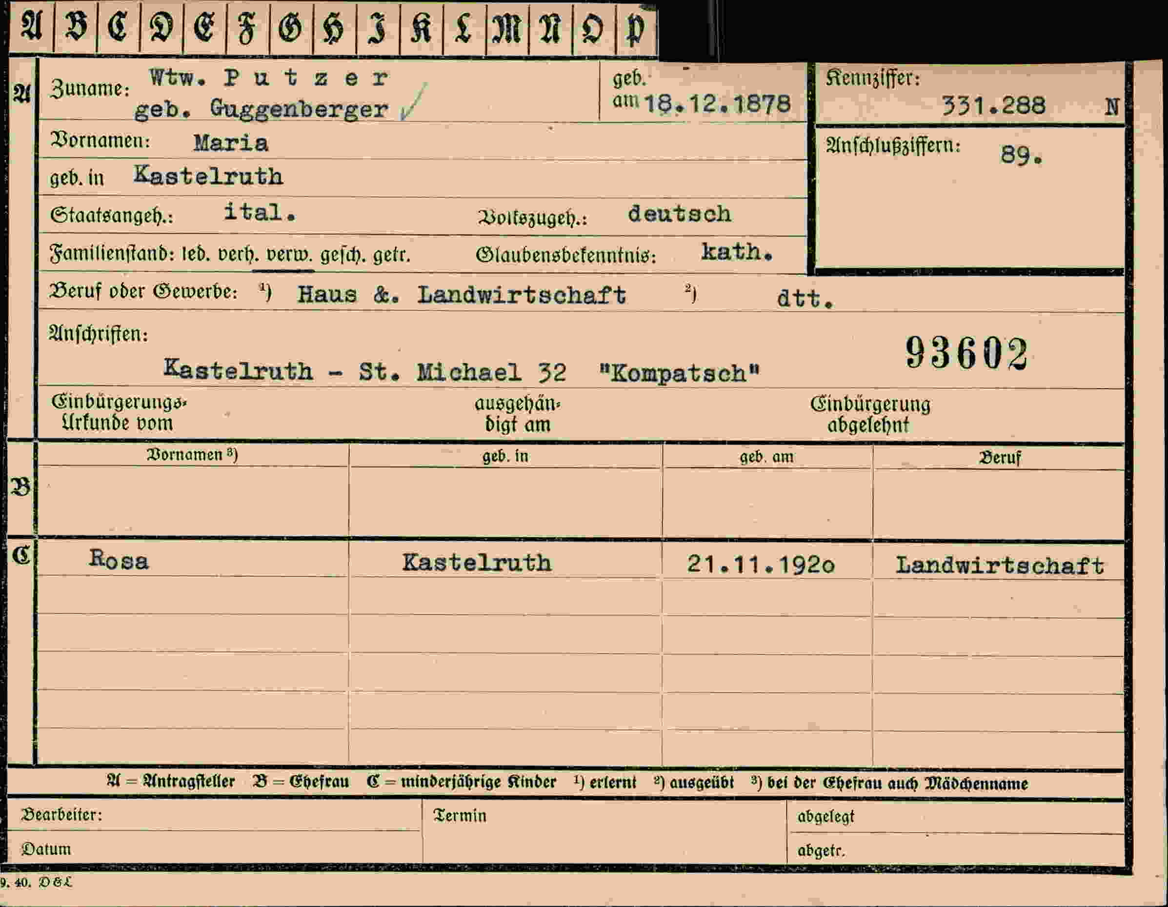 Vorderseite des Dokuments