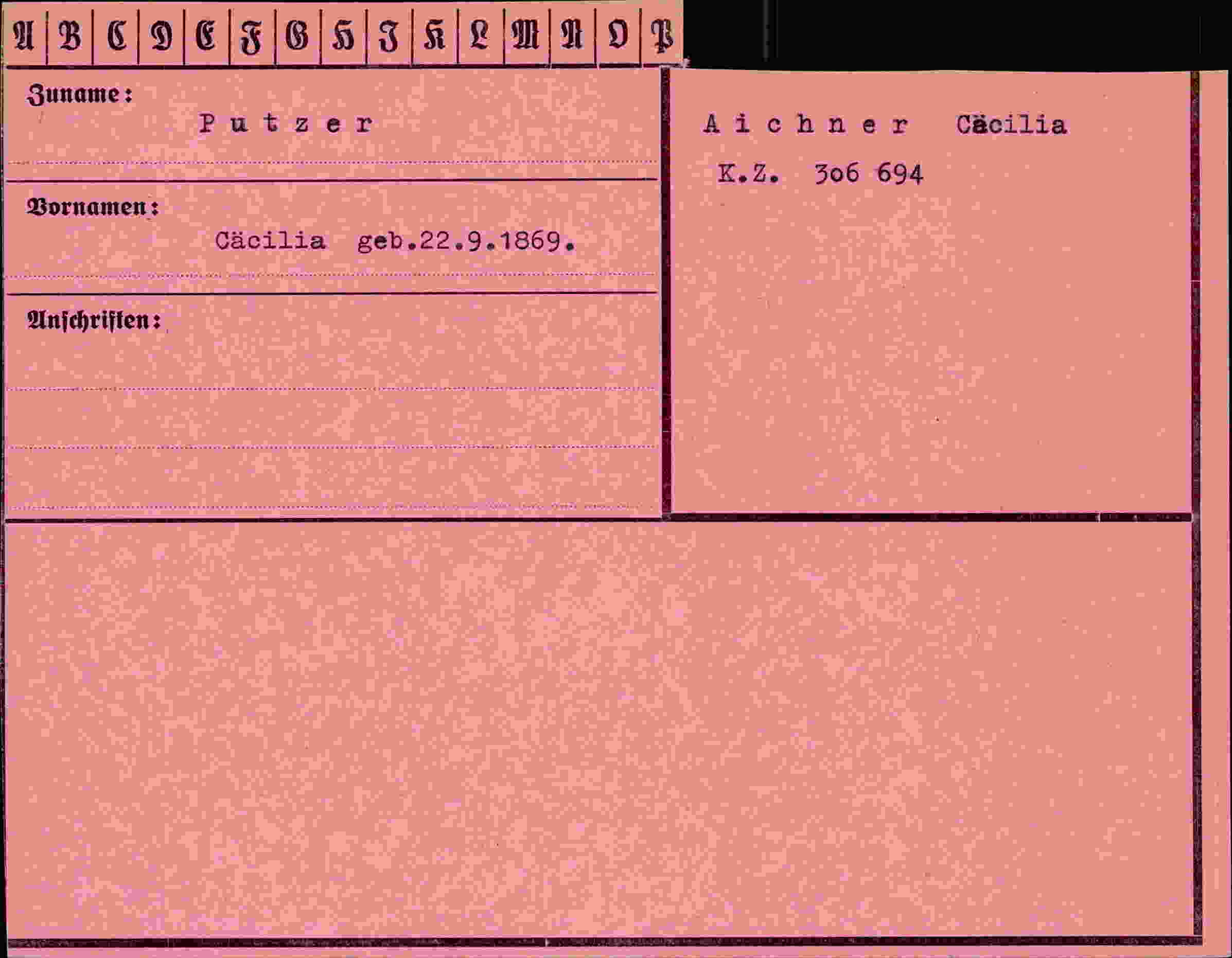 Dokument für Cäcilia Putzer