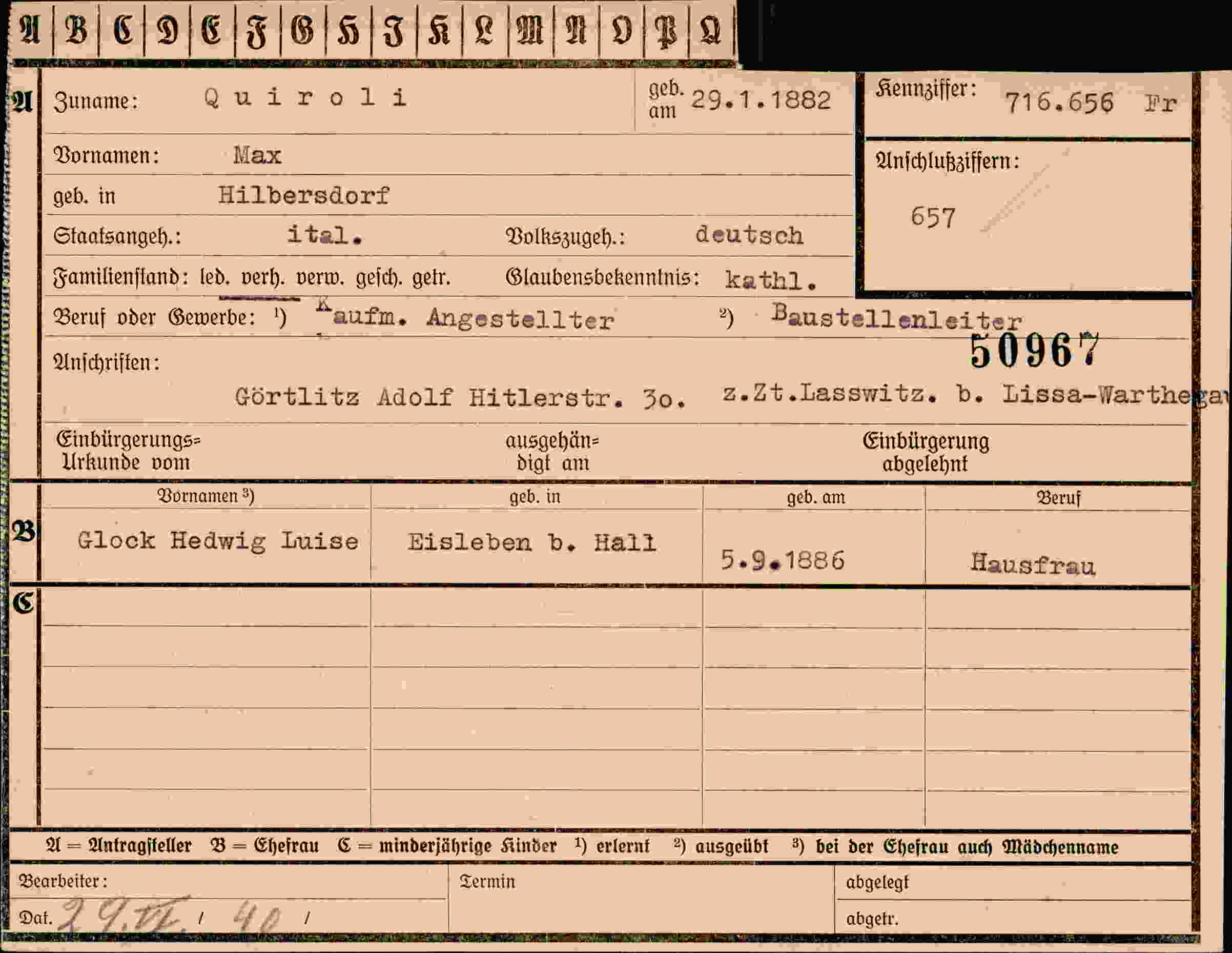 Dokument für Max Quiroli