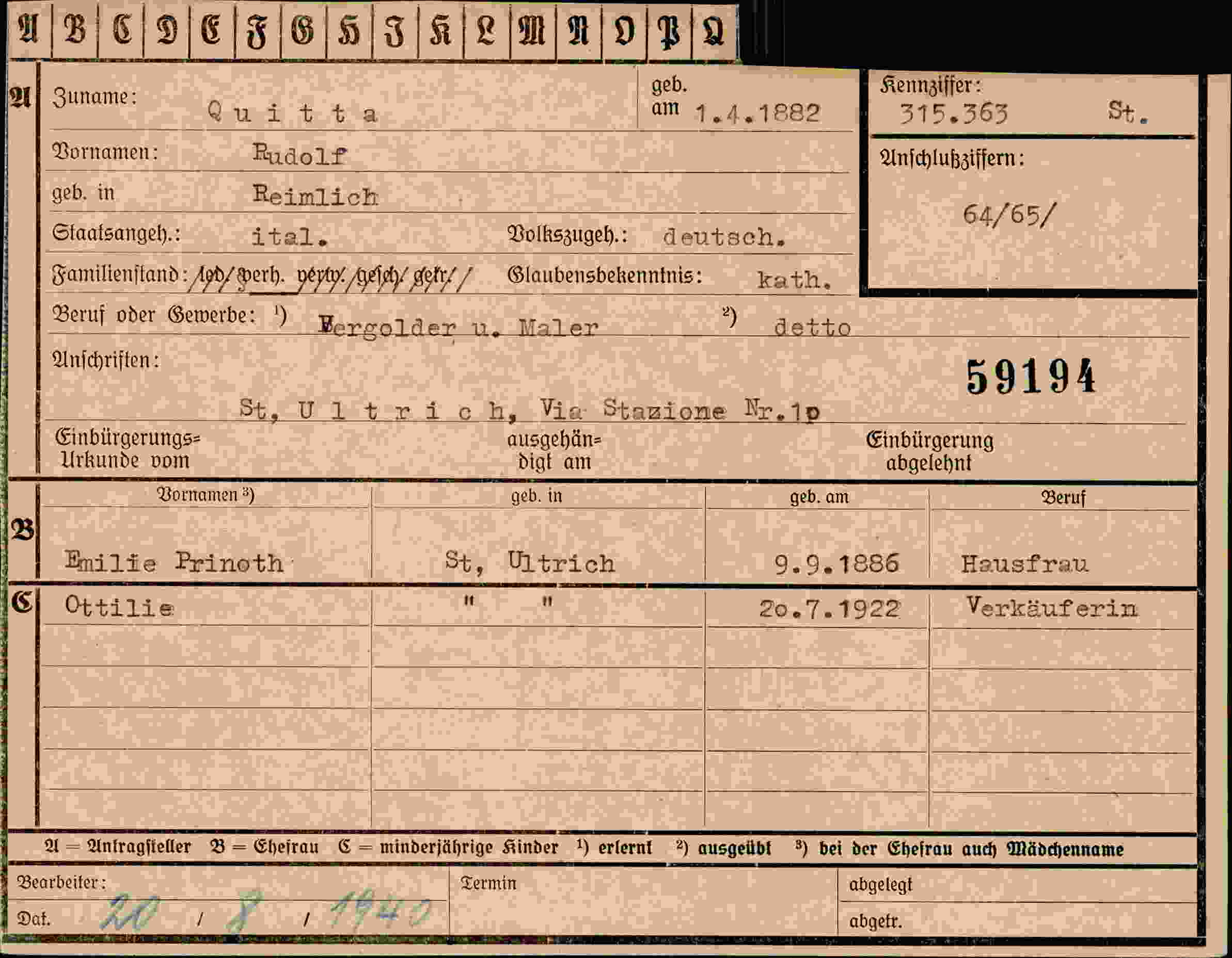 Dokument für Rudolf Quitta