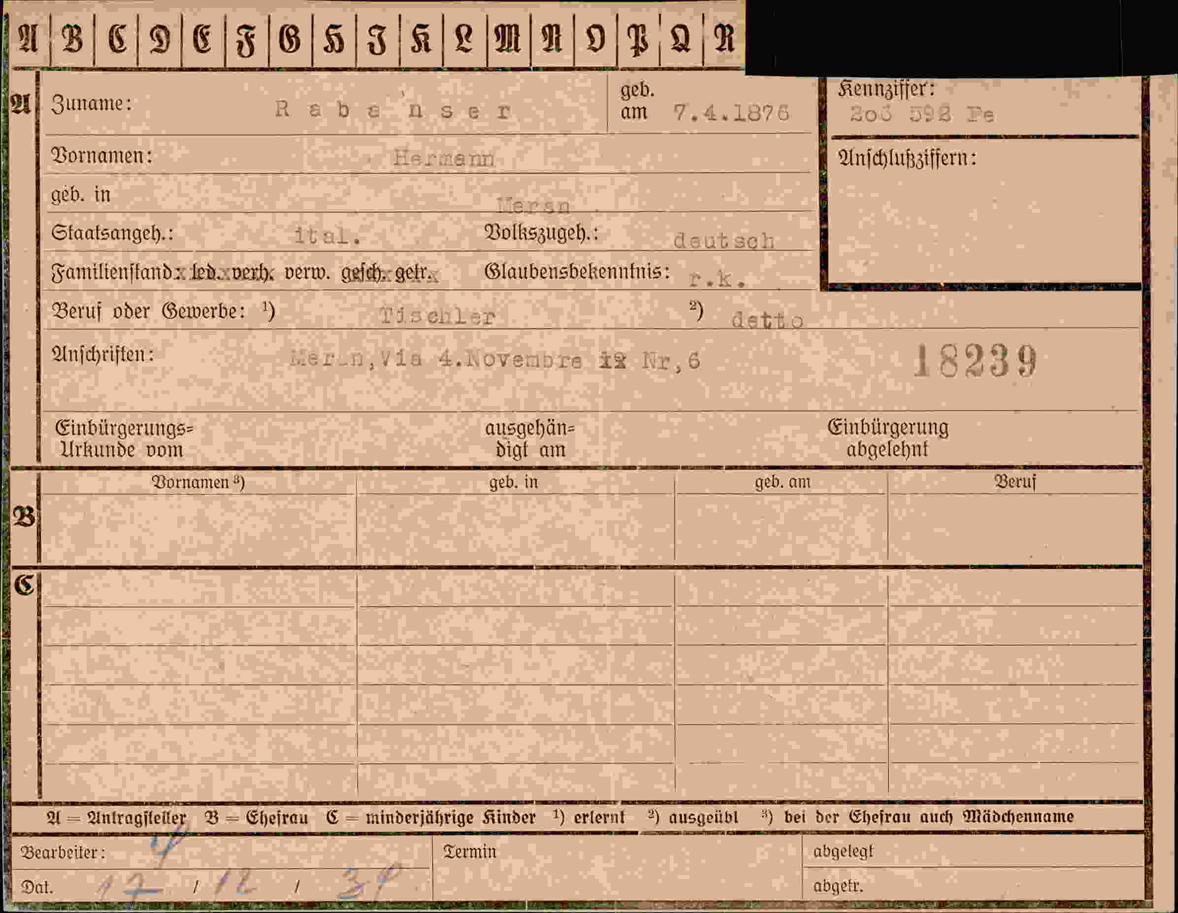 Dokument für Hermann Rabanser