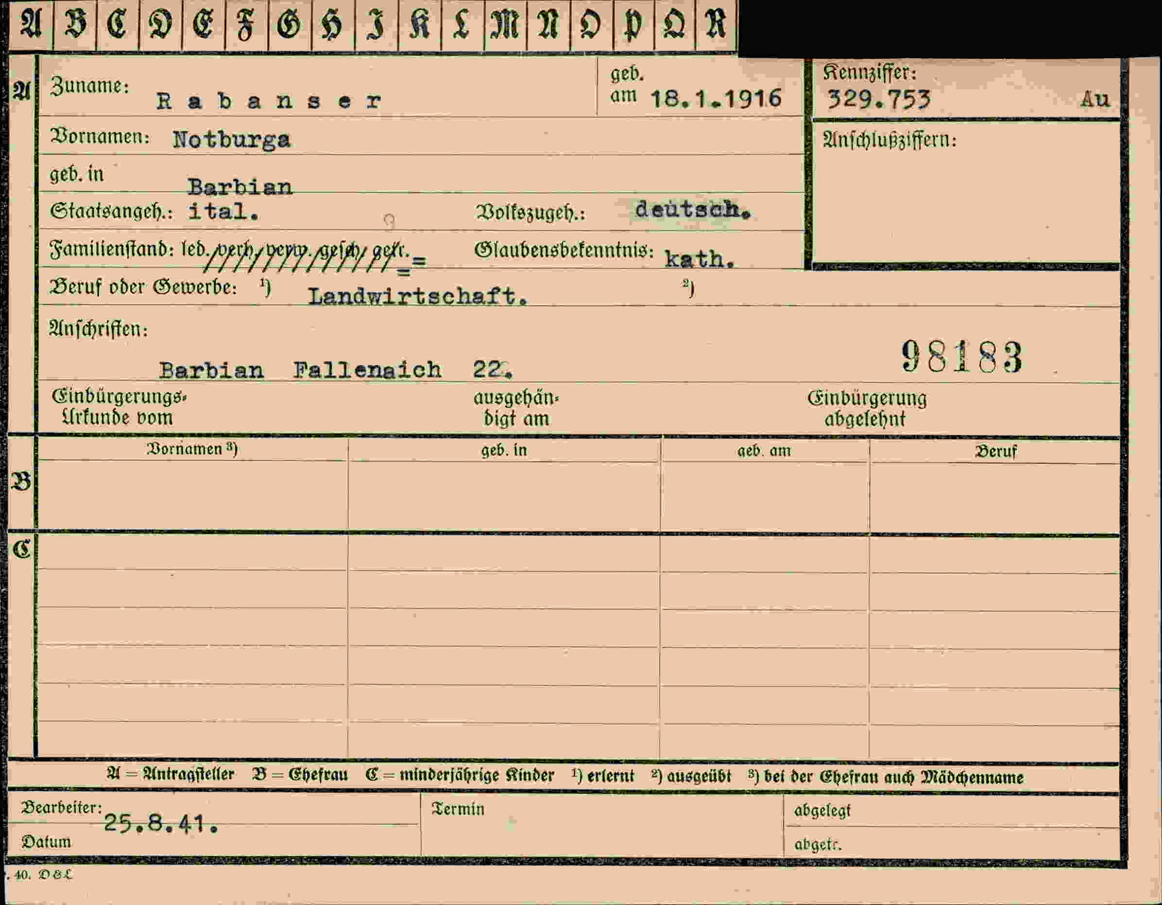 Dokument für Notburga Rabanser