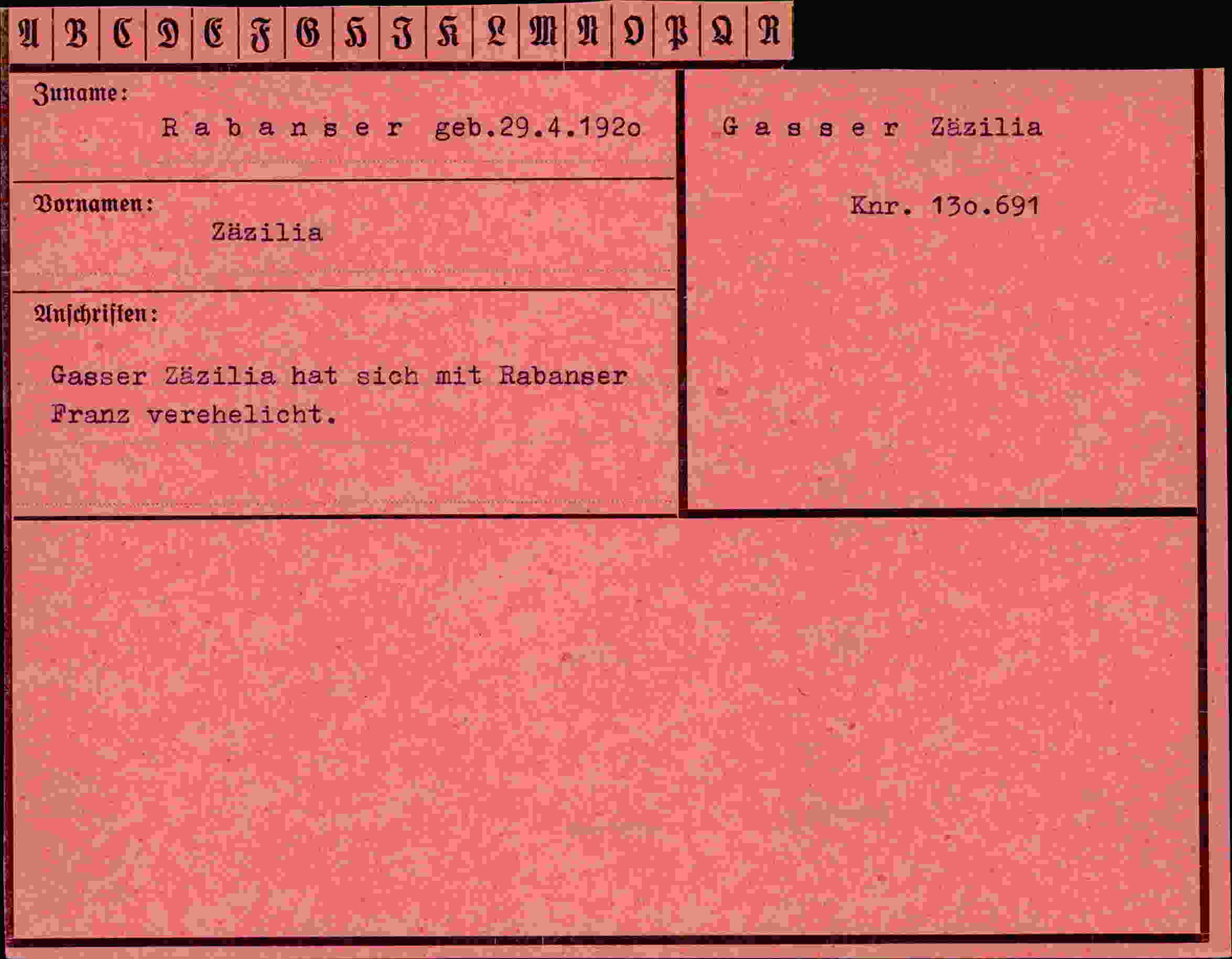 Dokument für Zäzilia Rabanser
