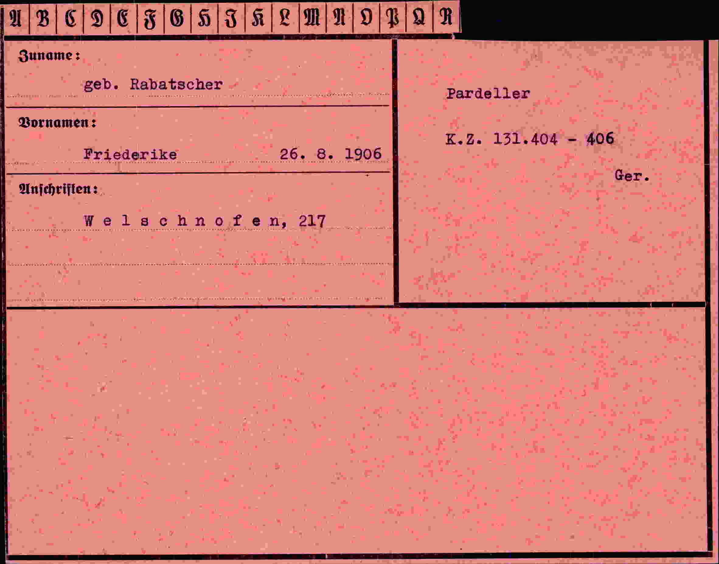 Dokument für Friederike Rabatscher