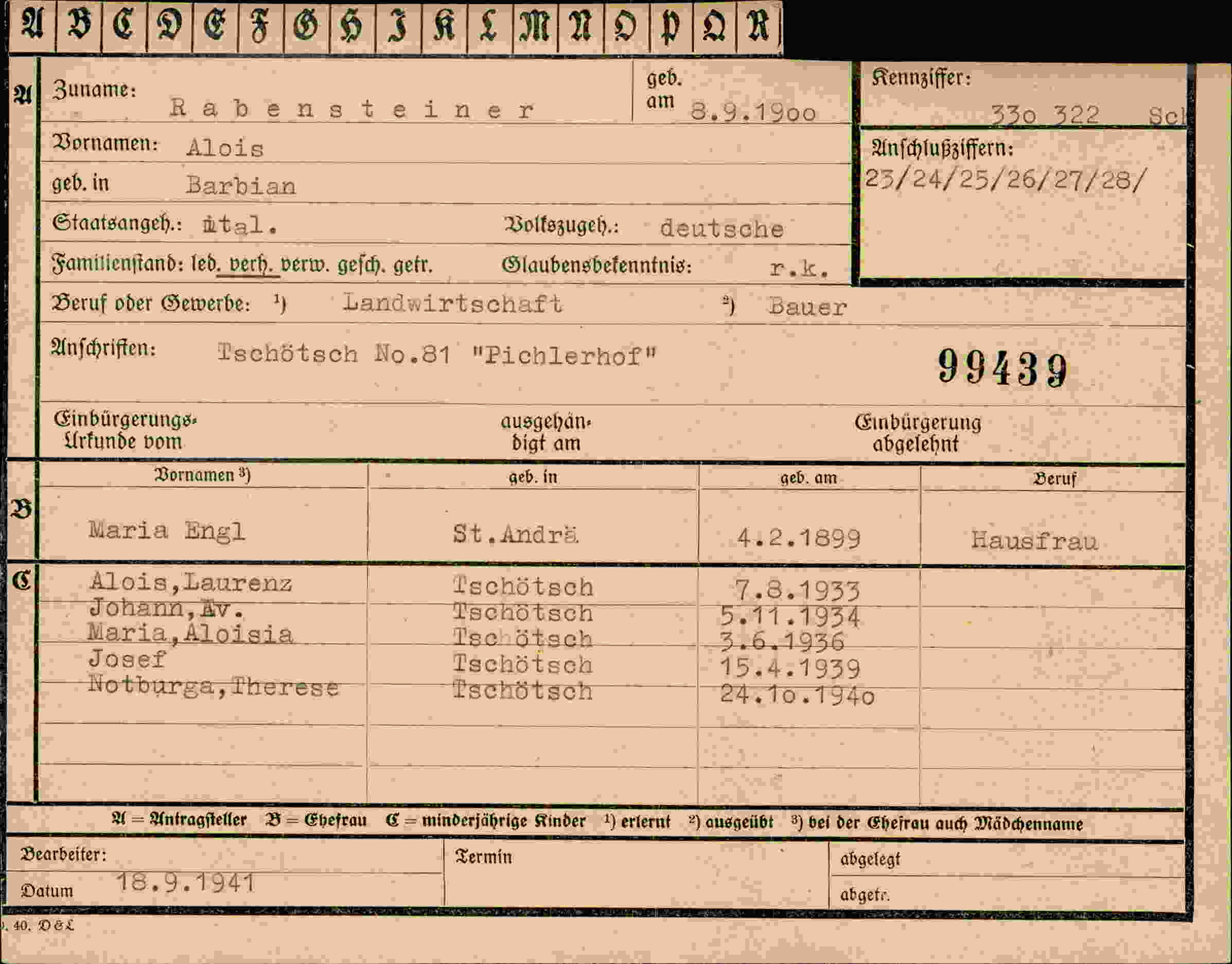 Dokument für Alois Rabensteiner