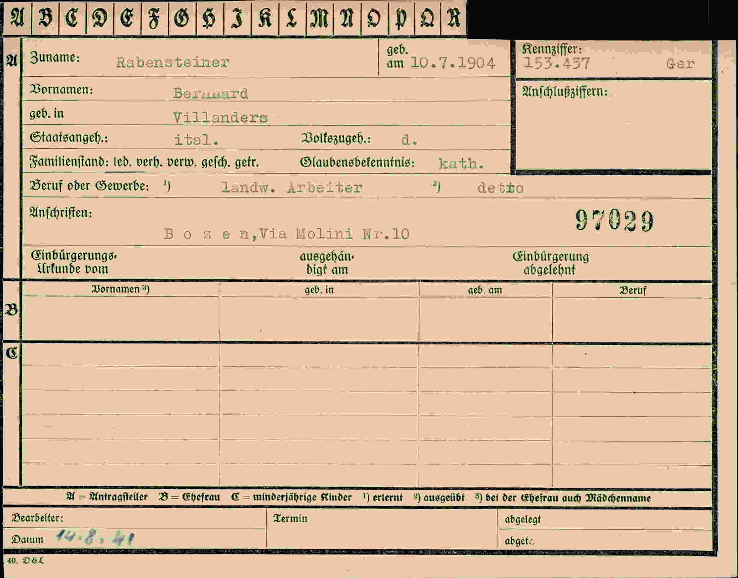 Dokument für Bernhard Rabensteiner