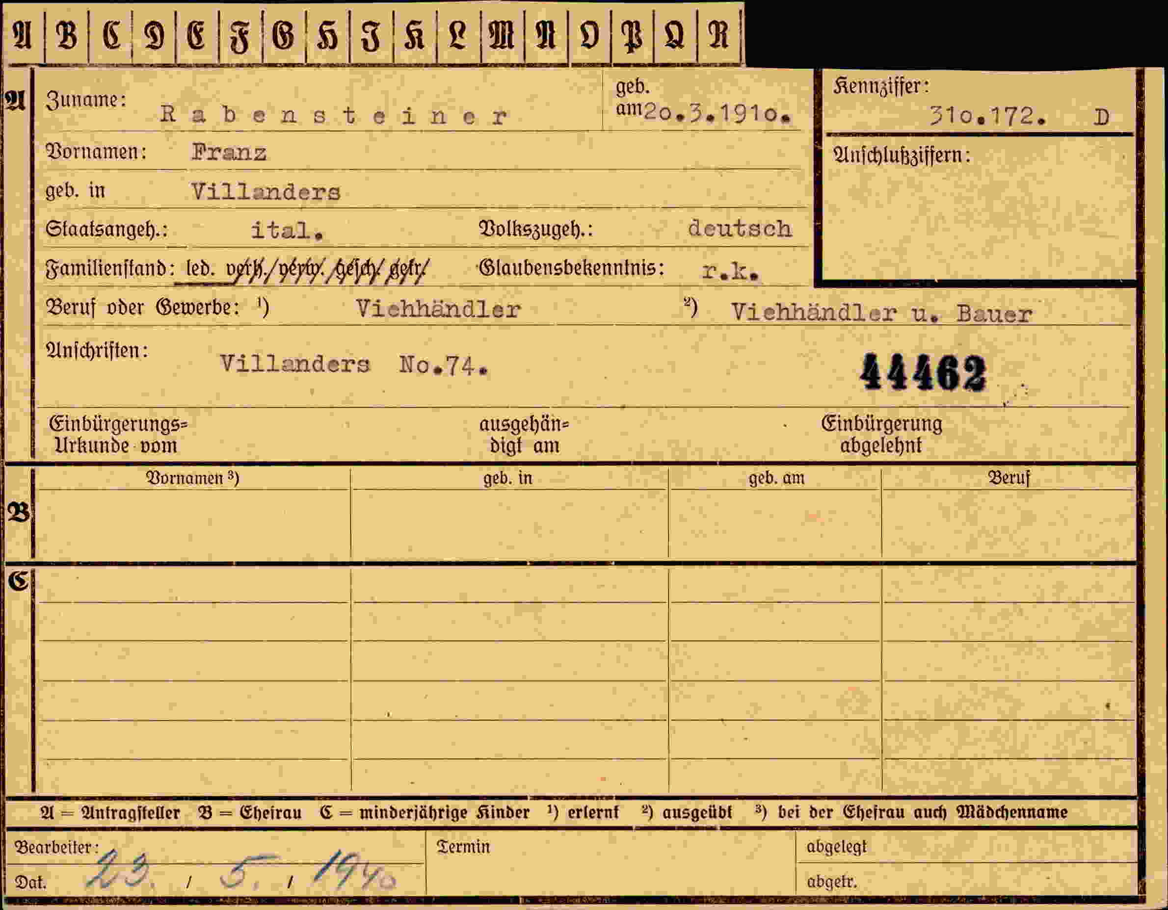 Dokument für Franz Rabensteiner