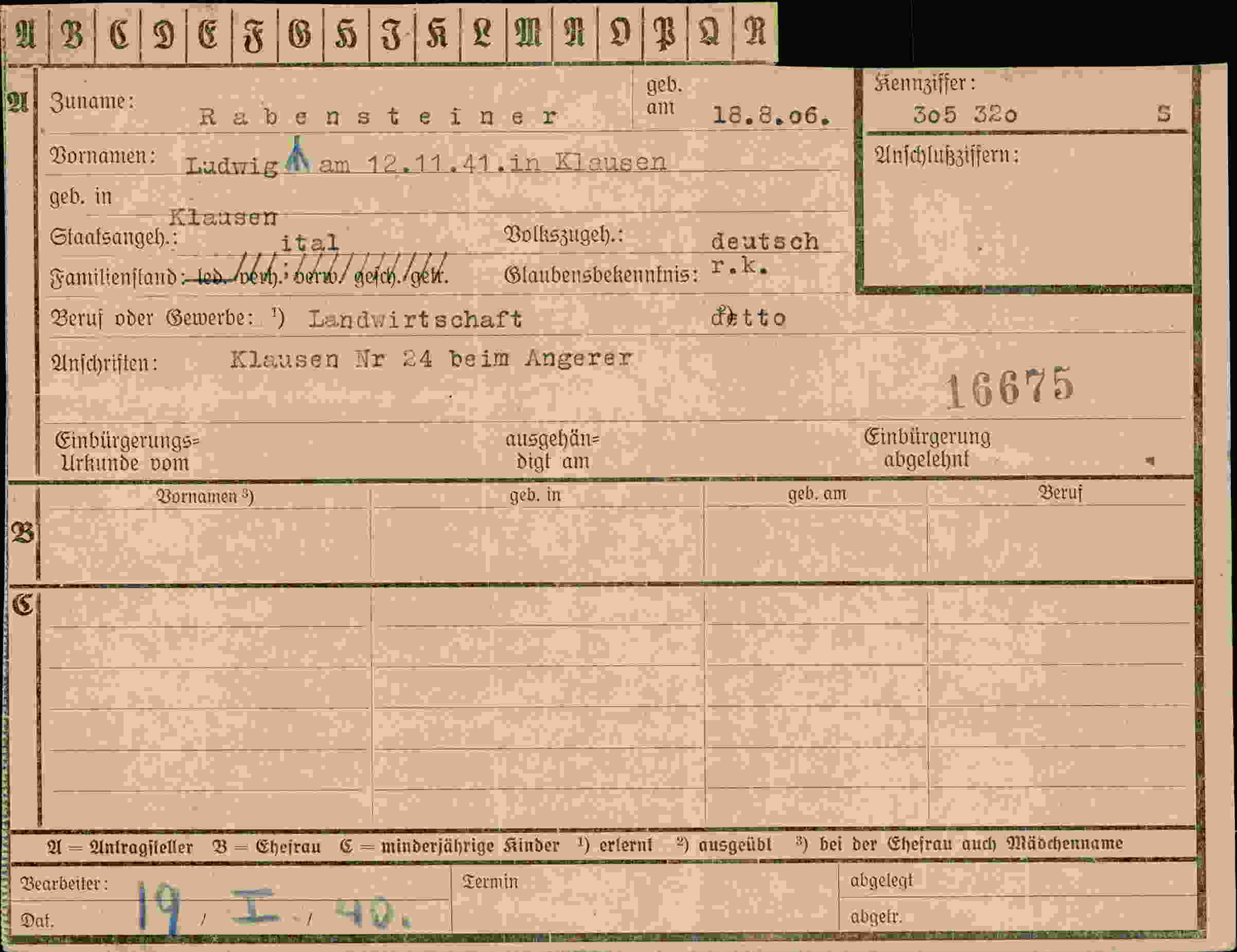 Vorderseite des Dokuments