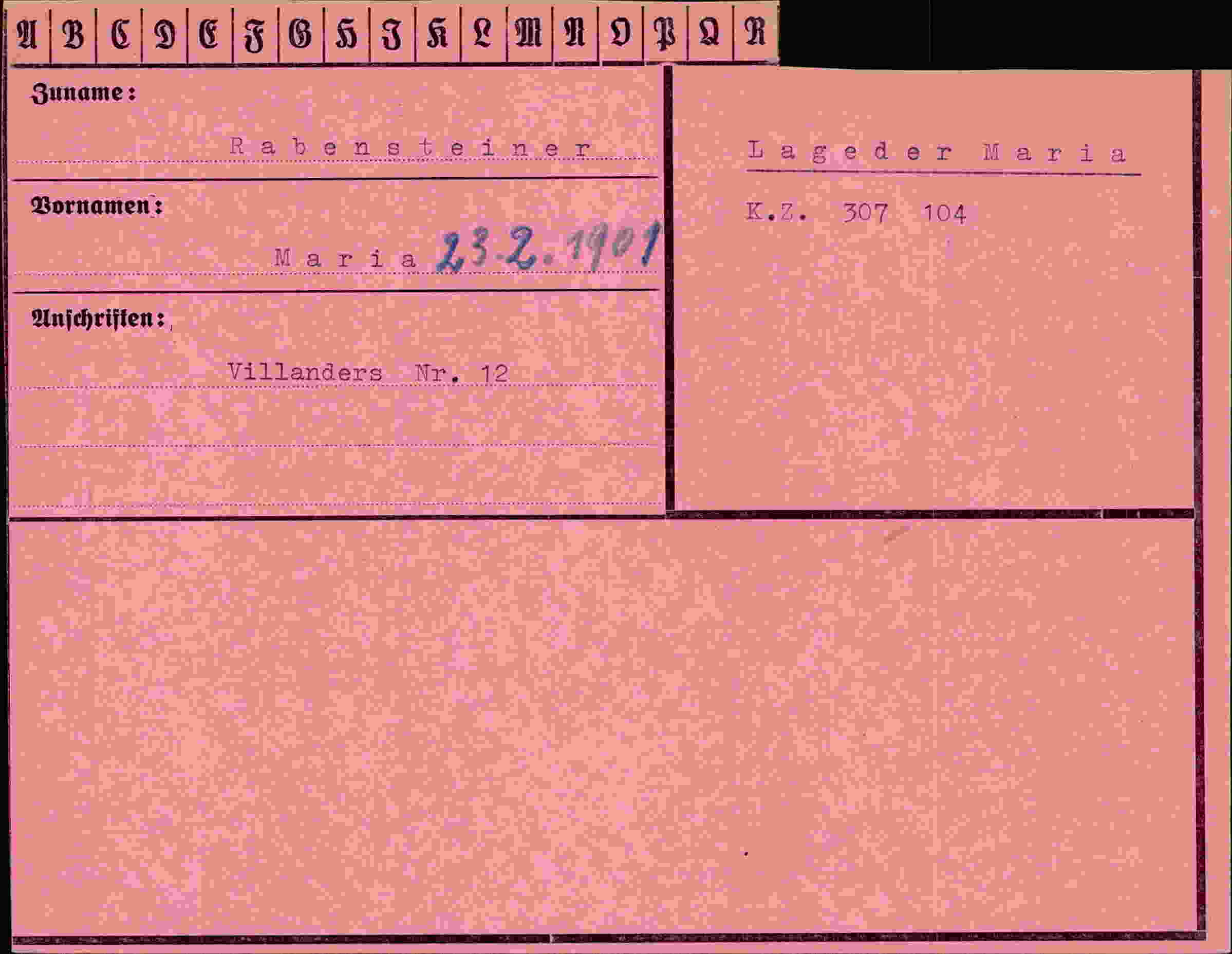Dokument für Maria Rabensteiner