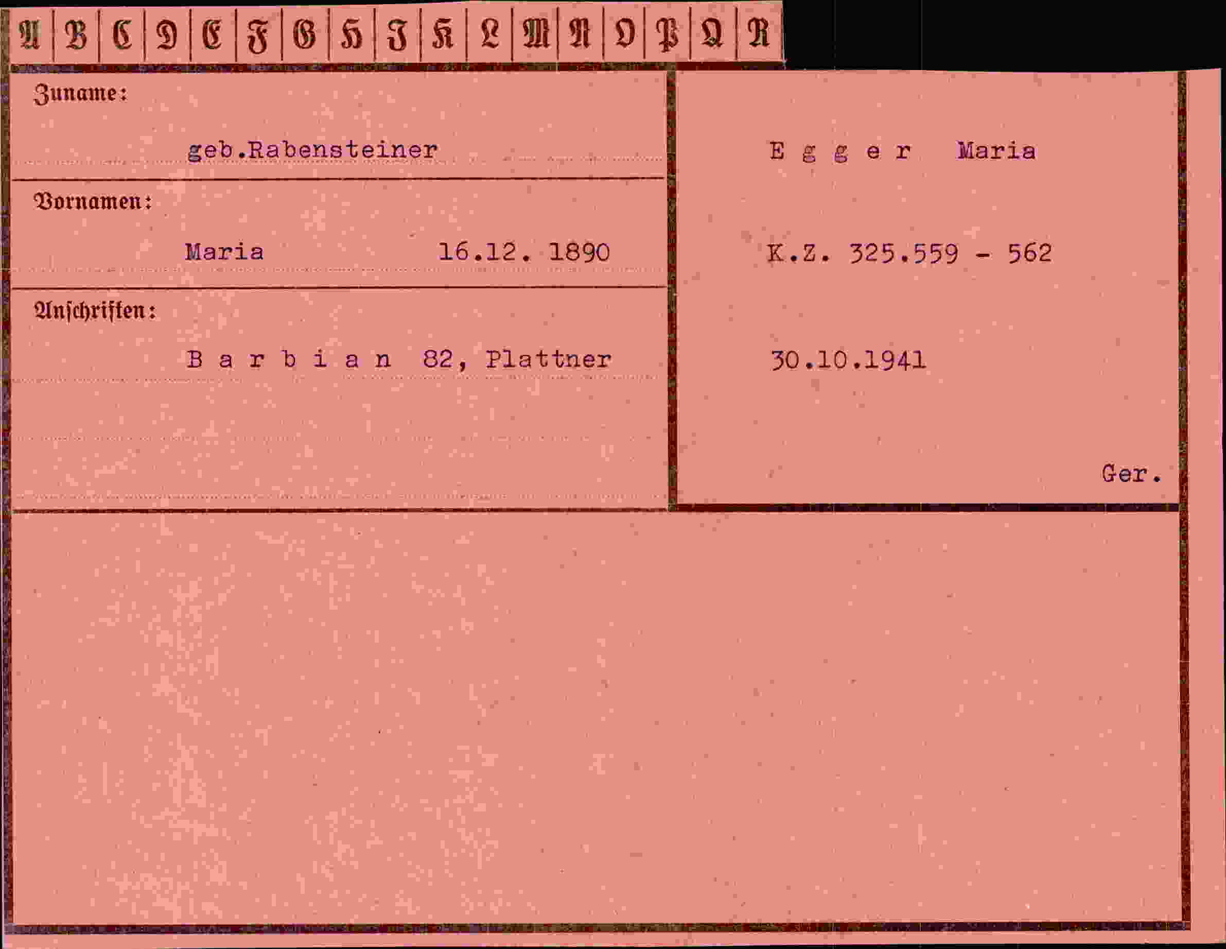 Dokument für Maria Rabensteiner