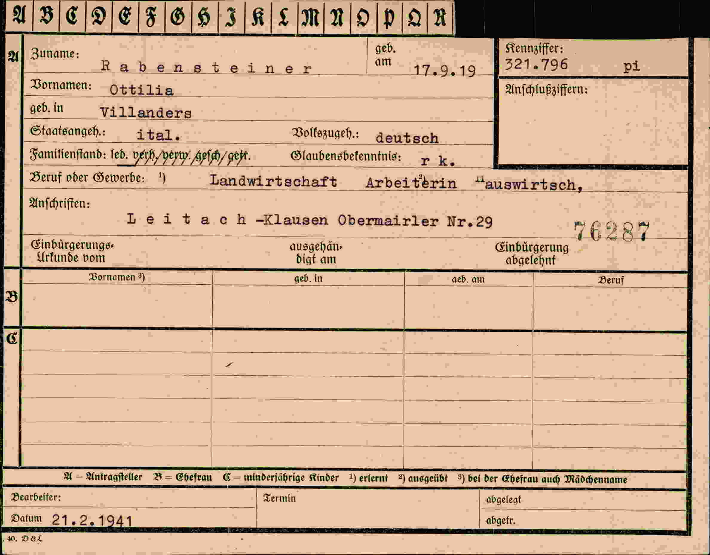 Vorderseite des Dokuments