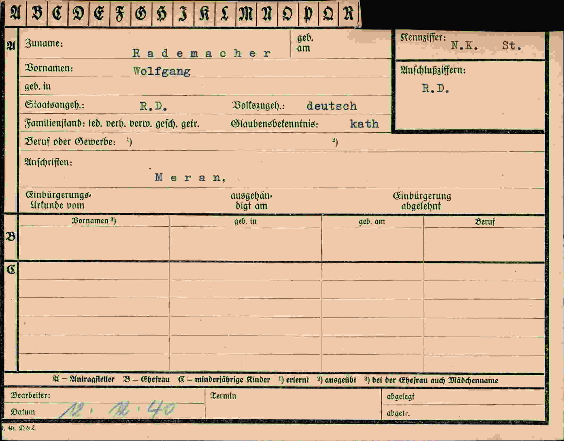 Dokument für Wolfgang Rademacher