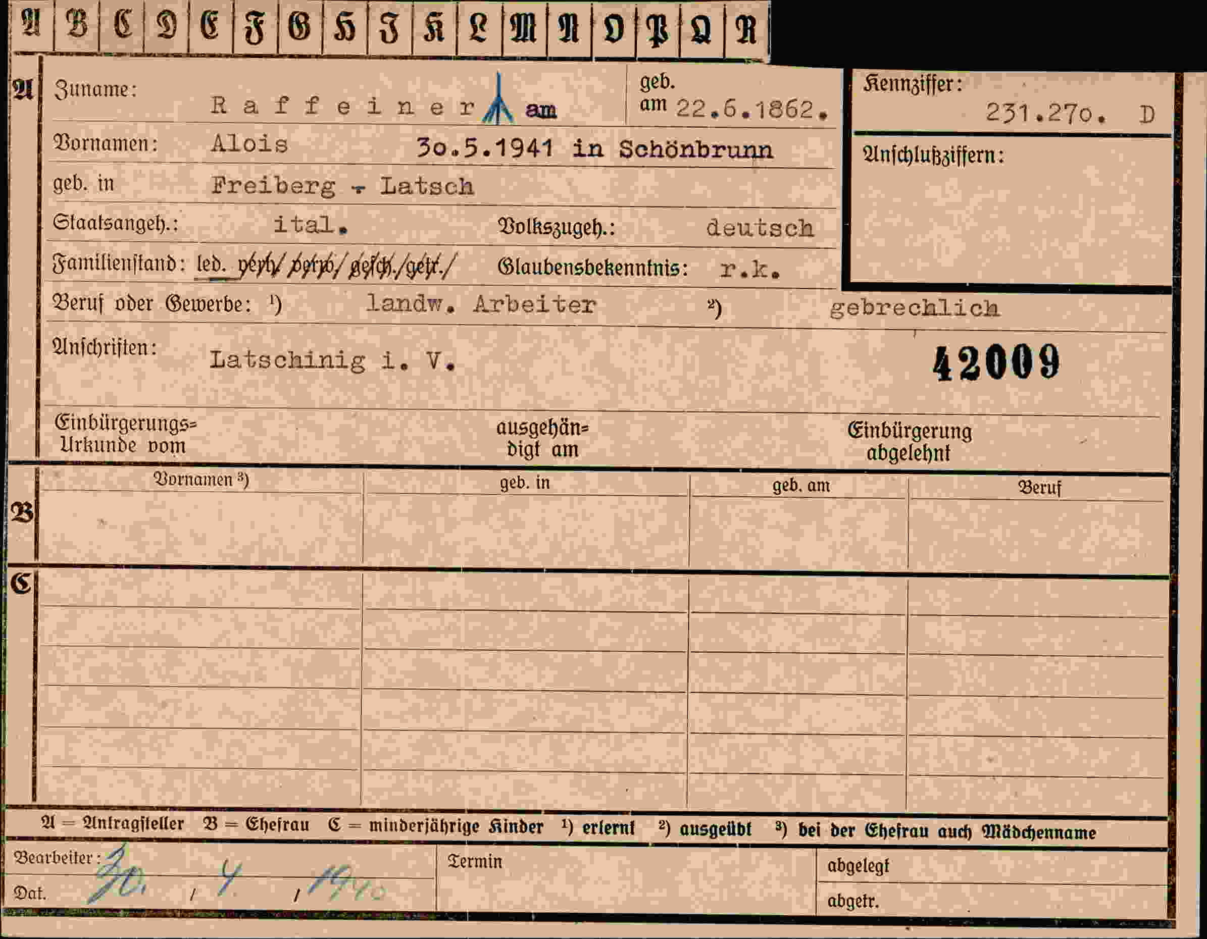 Dokument für Alois Raffeiner